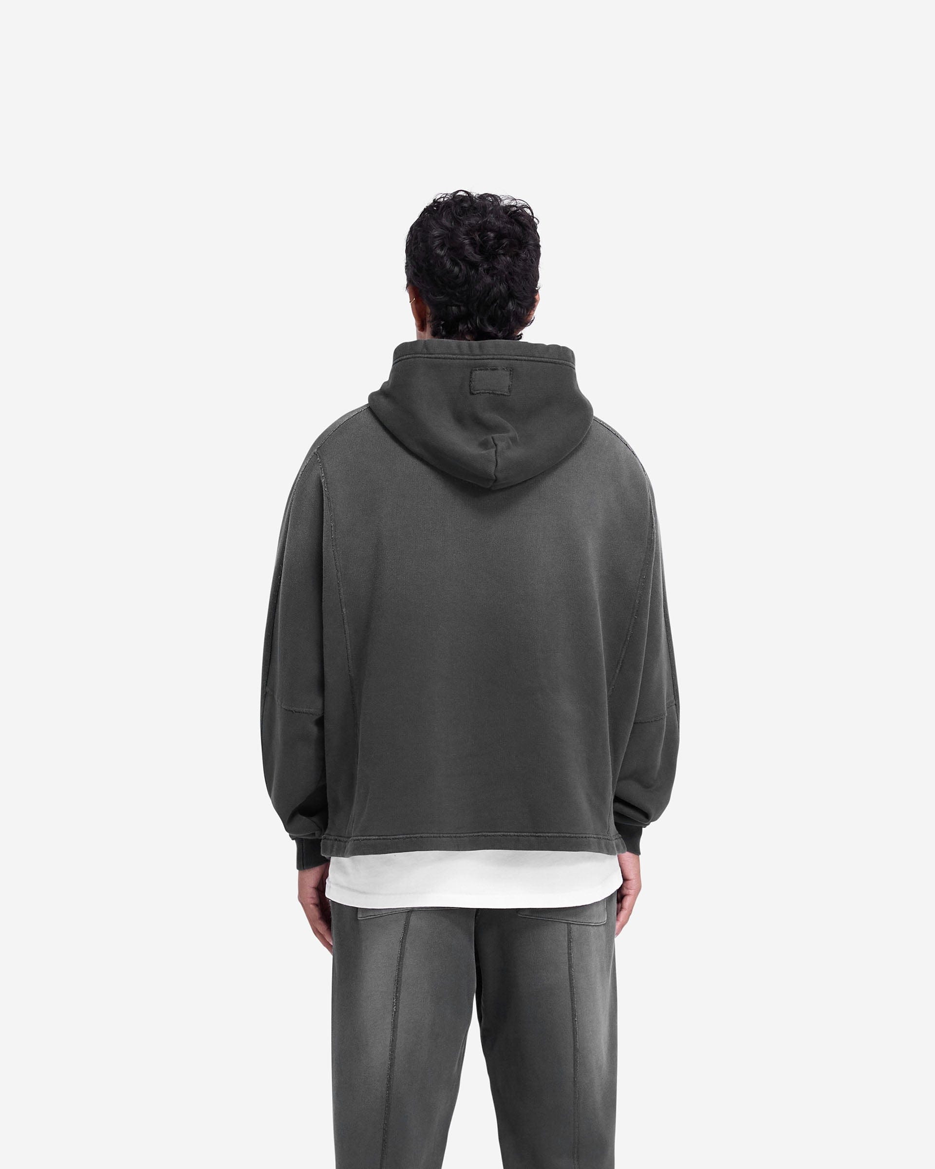 FW24 Stepped Hem Hoodie - Stained Black