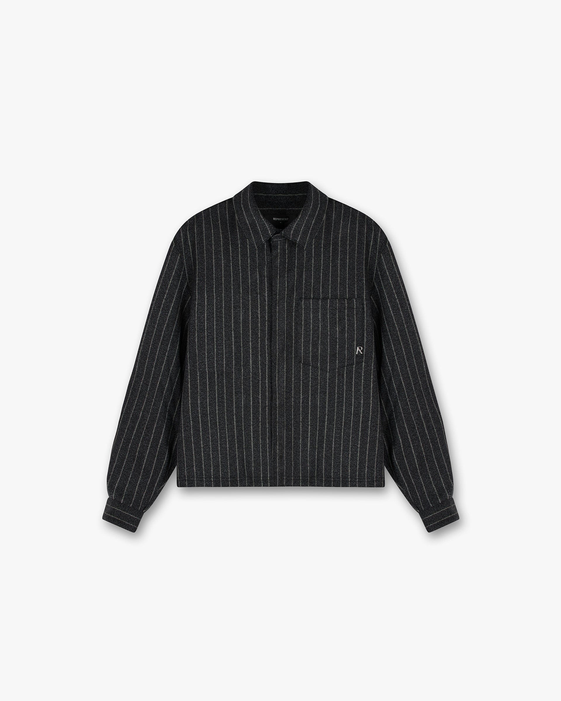 SS24 Cropped Dress Shirt - Black Pinstripe