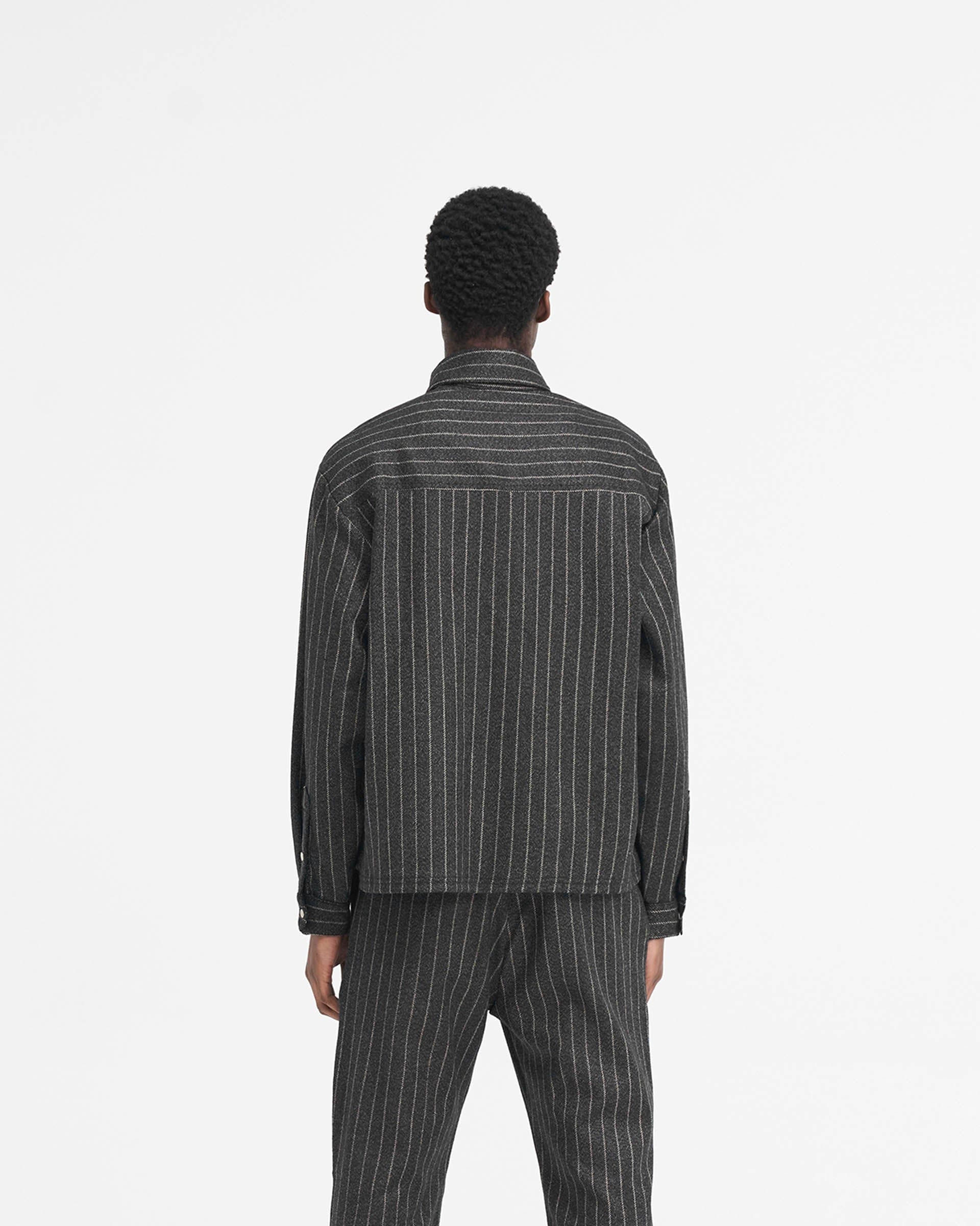 SS24 Cropped Dress Shirt - Black Pinstripe