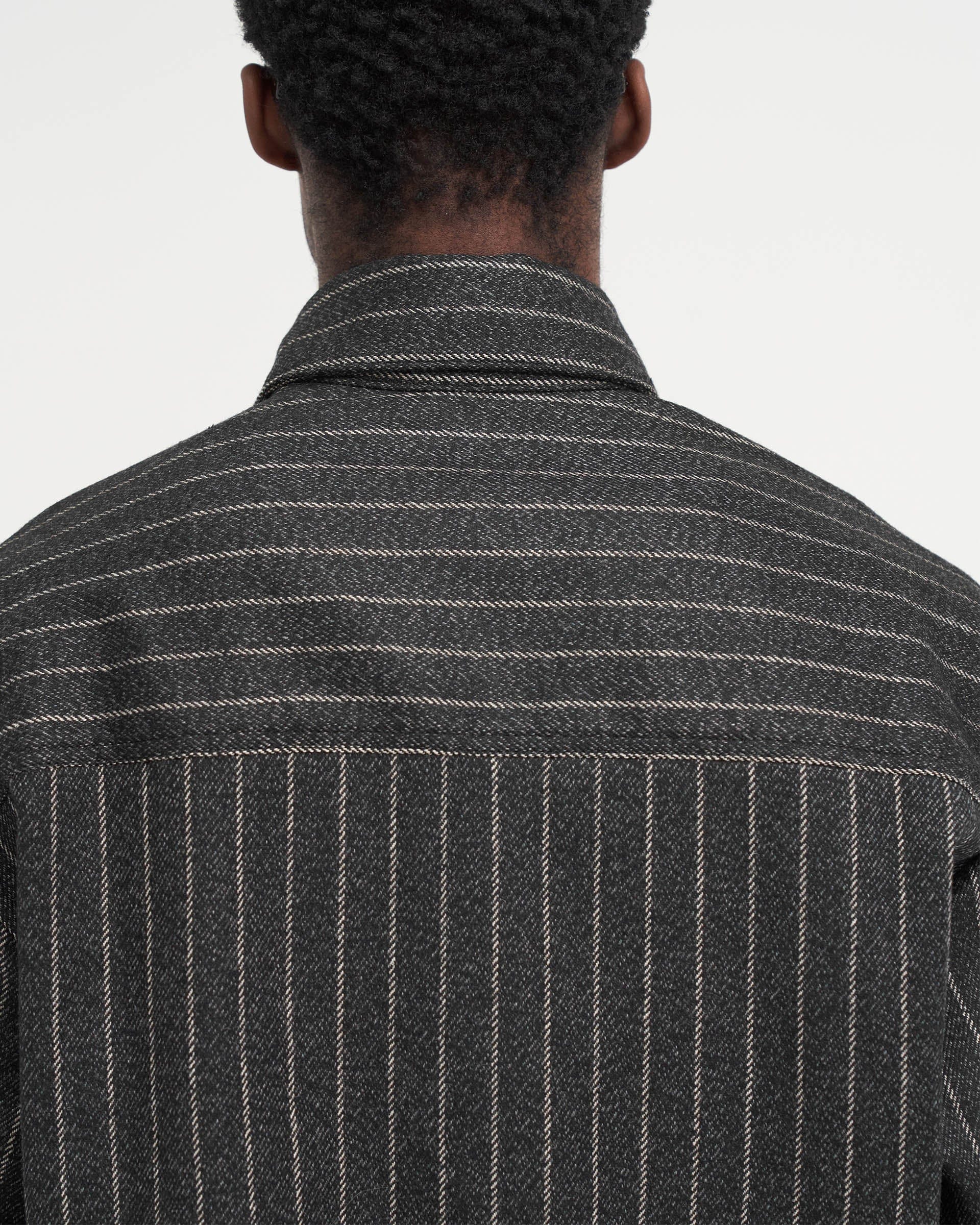 SS24 Cropped Dress Shirt - Black Pinstripe