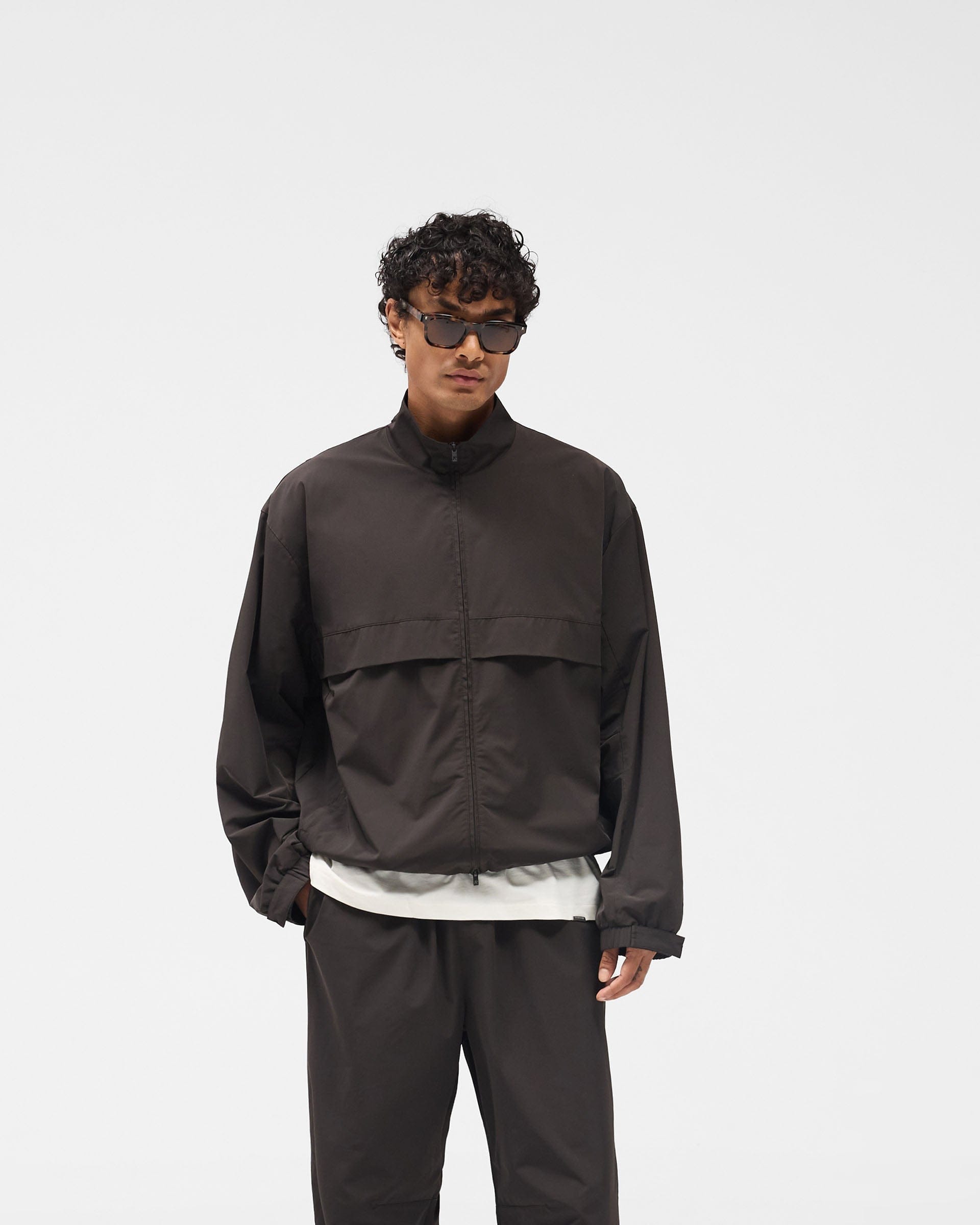 Initial Nylon Track Jacket - Coffee