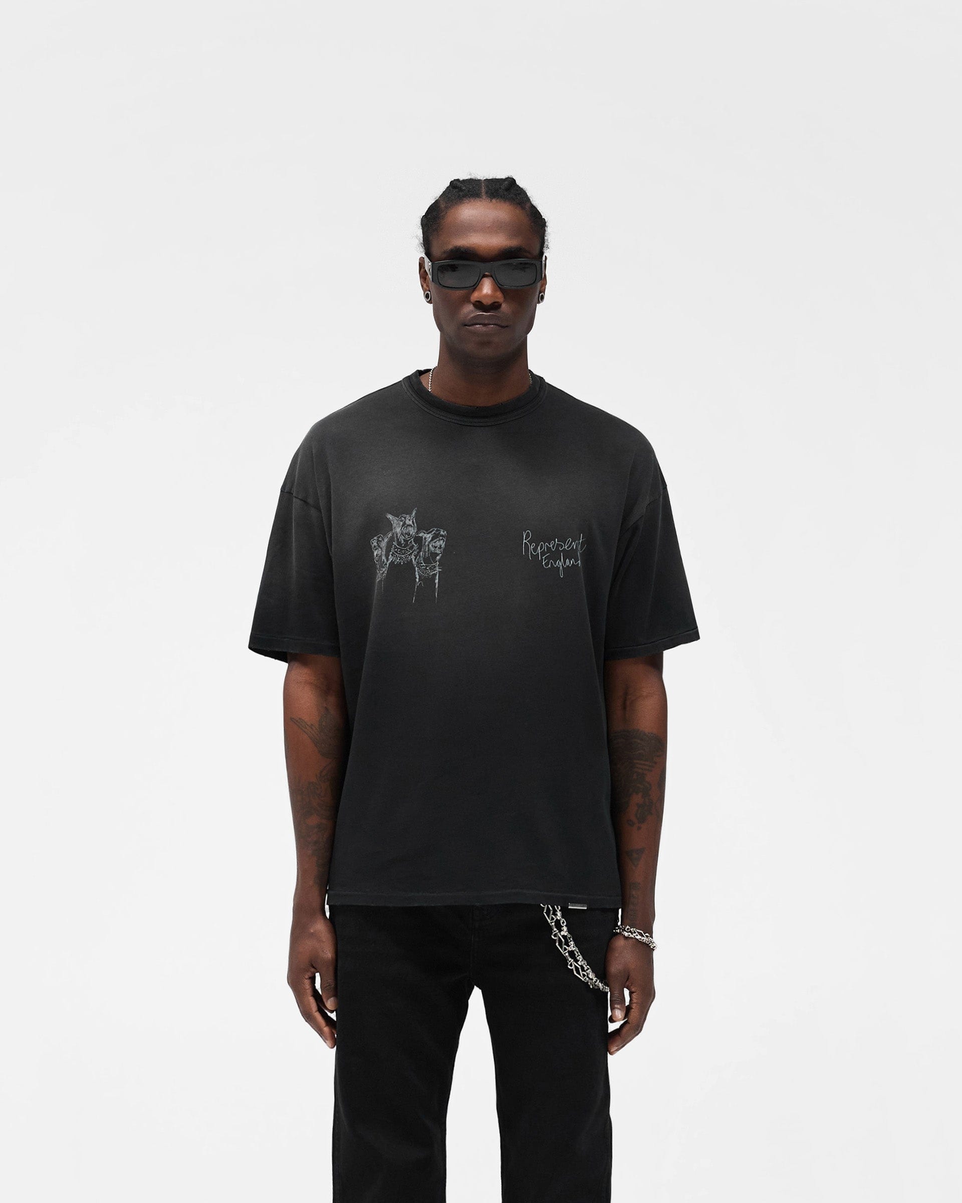 FW25 Hand Drawn Thoroughbred T-Shirt - Aged Black
