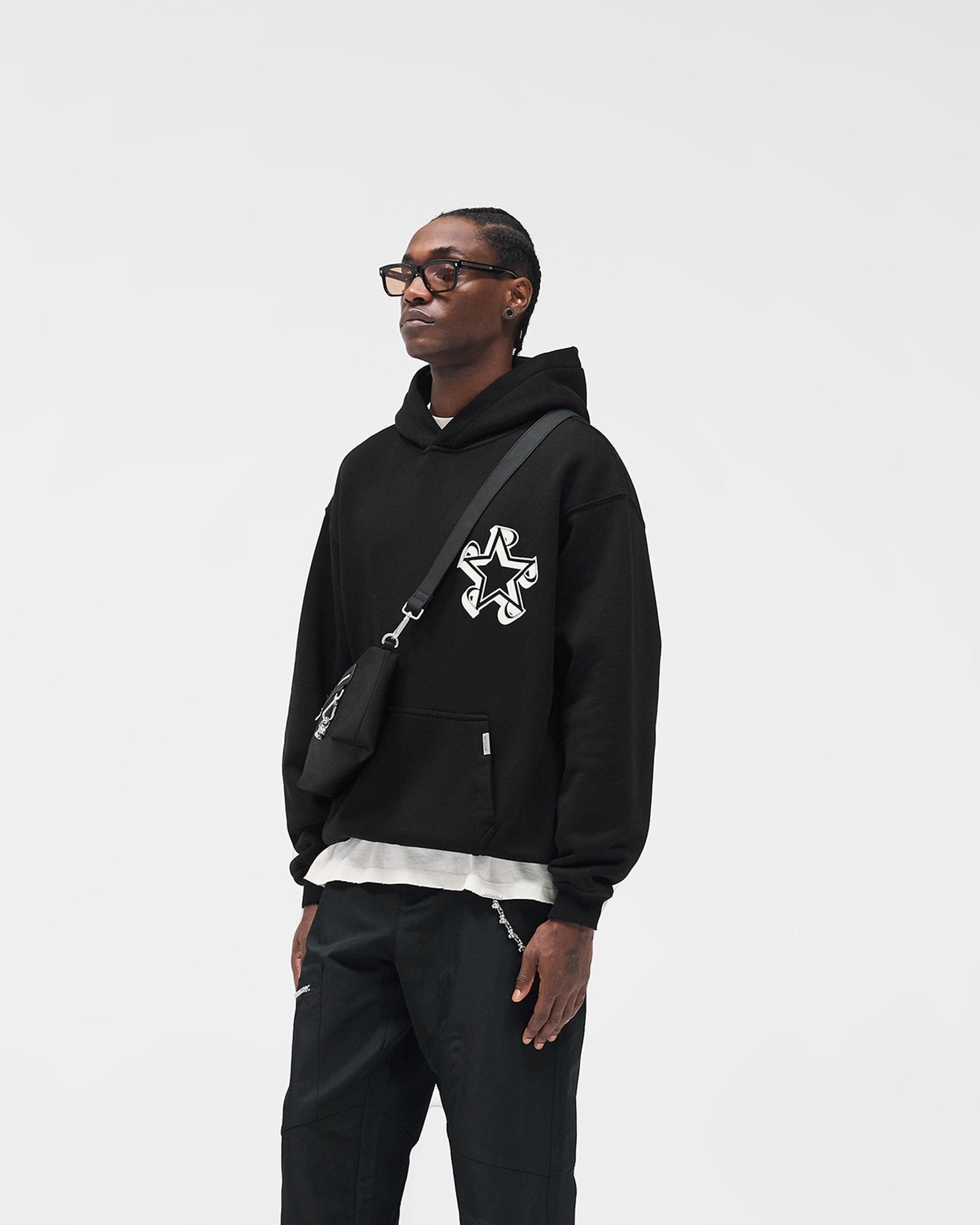FW25 Initial Star Hoodie - Jet Black