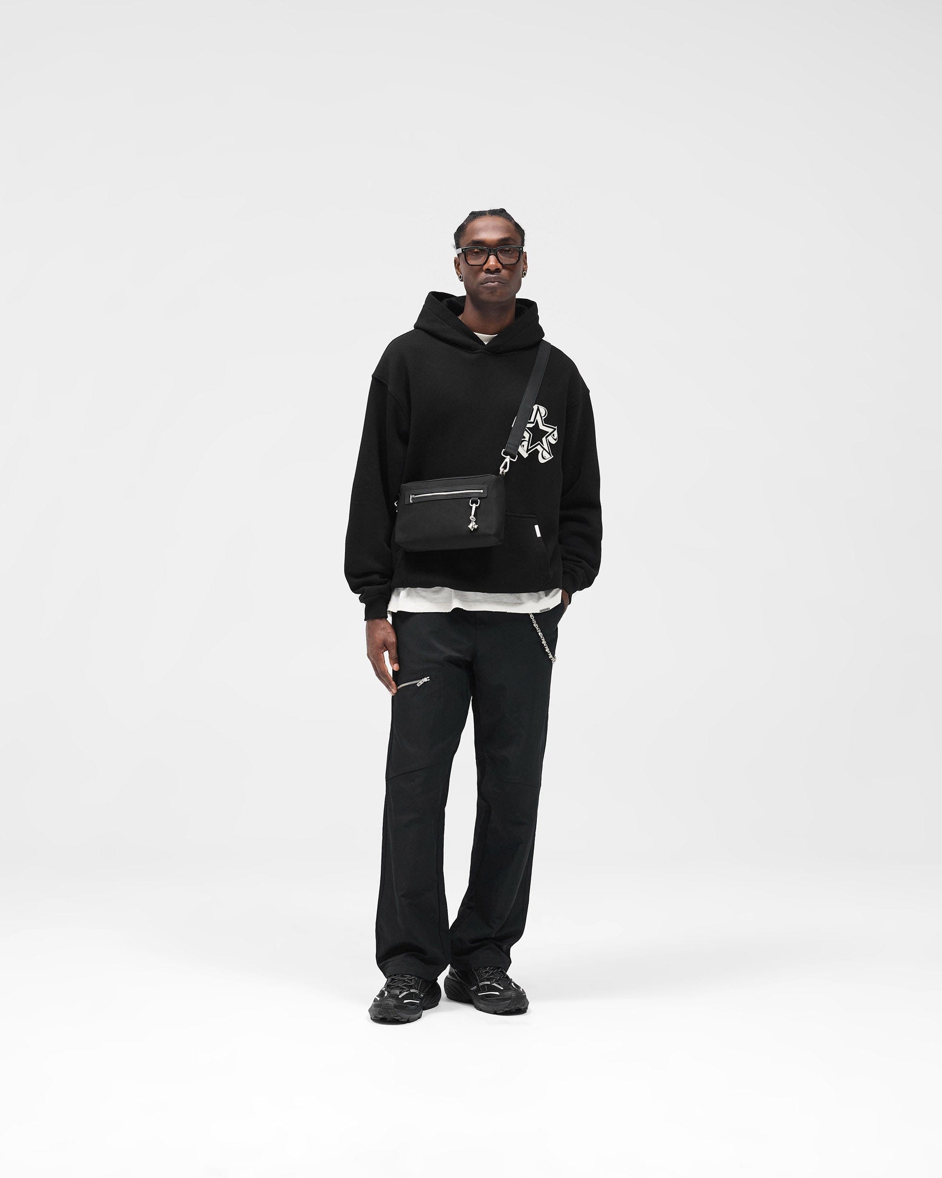 FW25 Initial Star Hoodie - Jet Black