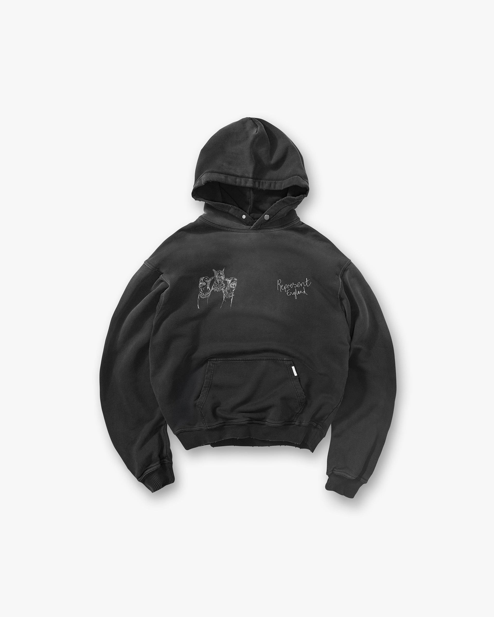 FW25 Hand Drawn Thoroughbred Hoodie - Aged Black
