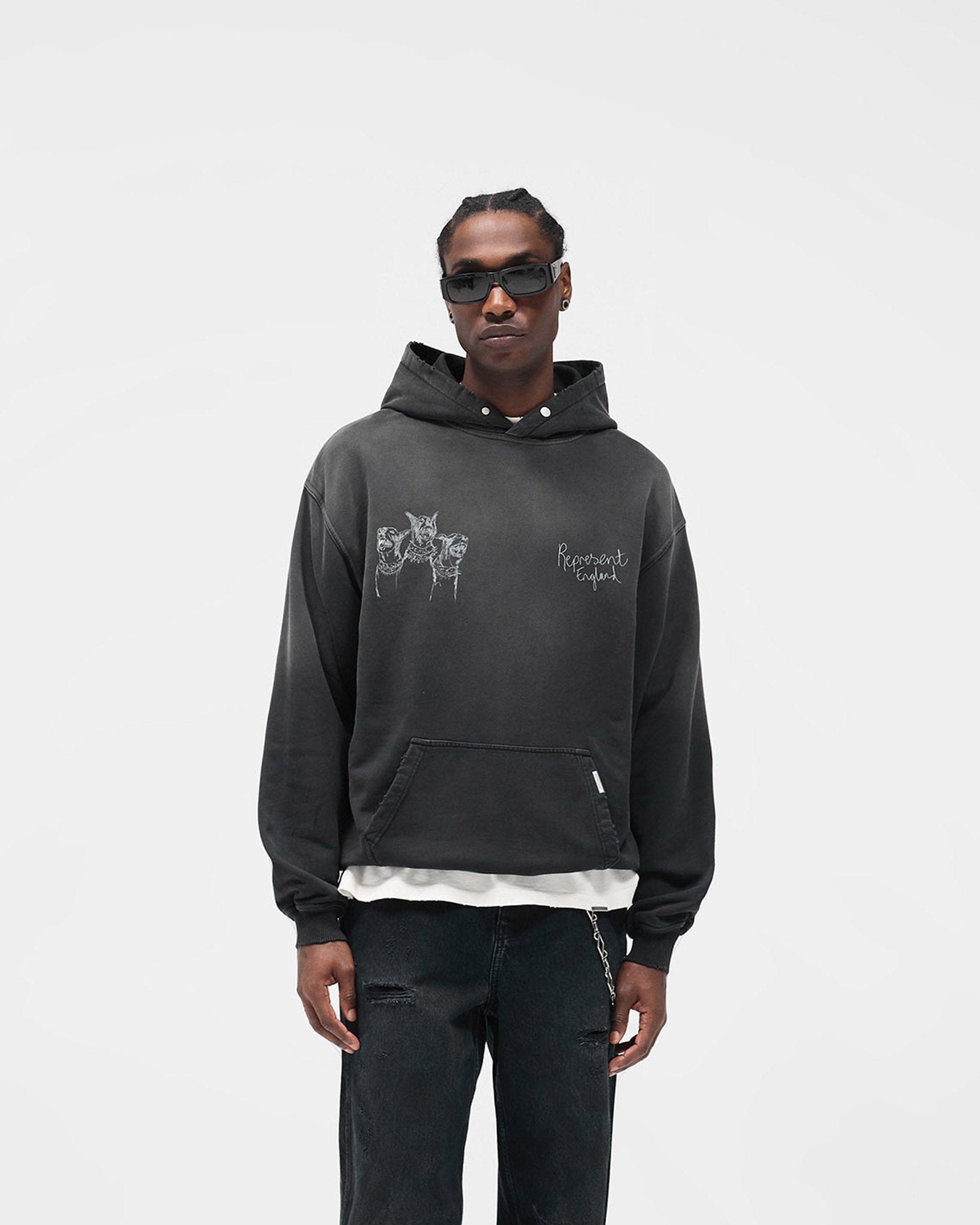 FW25 Hand Drawn Thoroughbred Hoodie - Aged Black