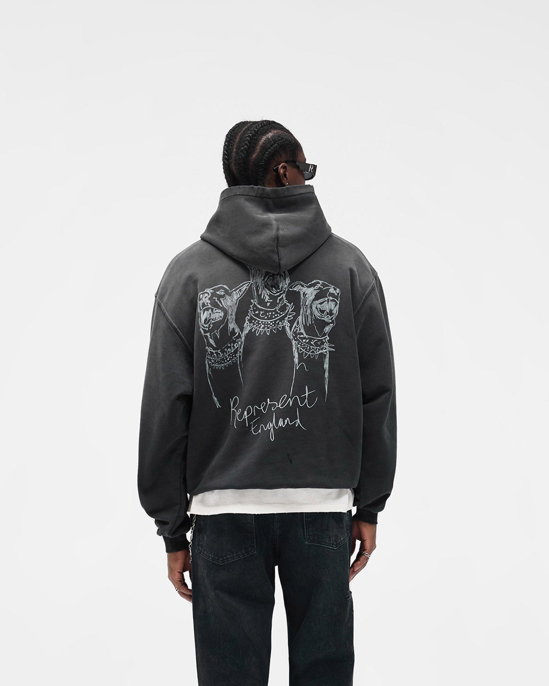 FW25 Hand Drawn Thoroughbred Hoodie - Aged Black