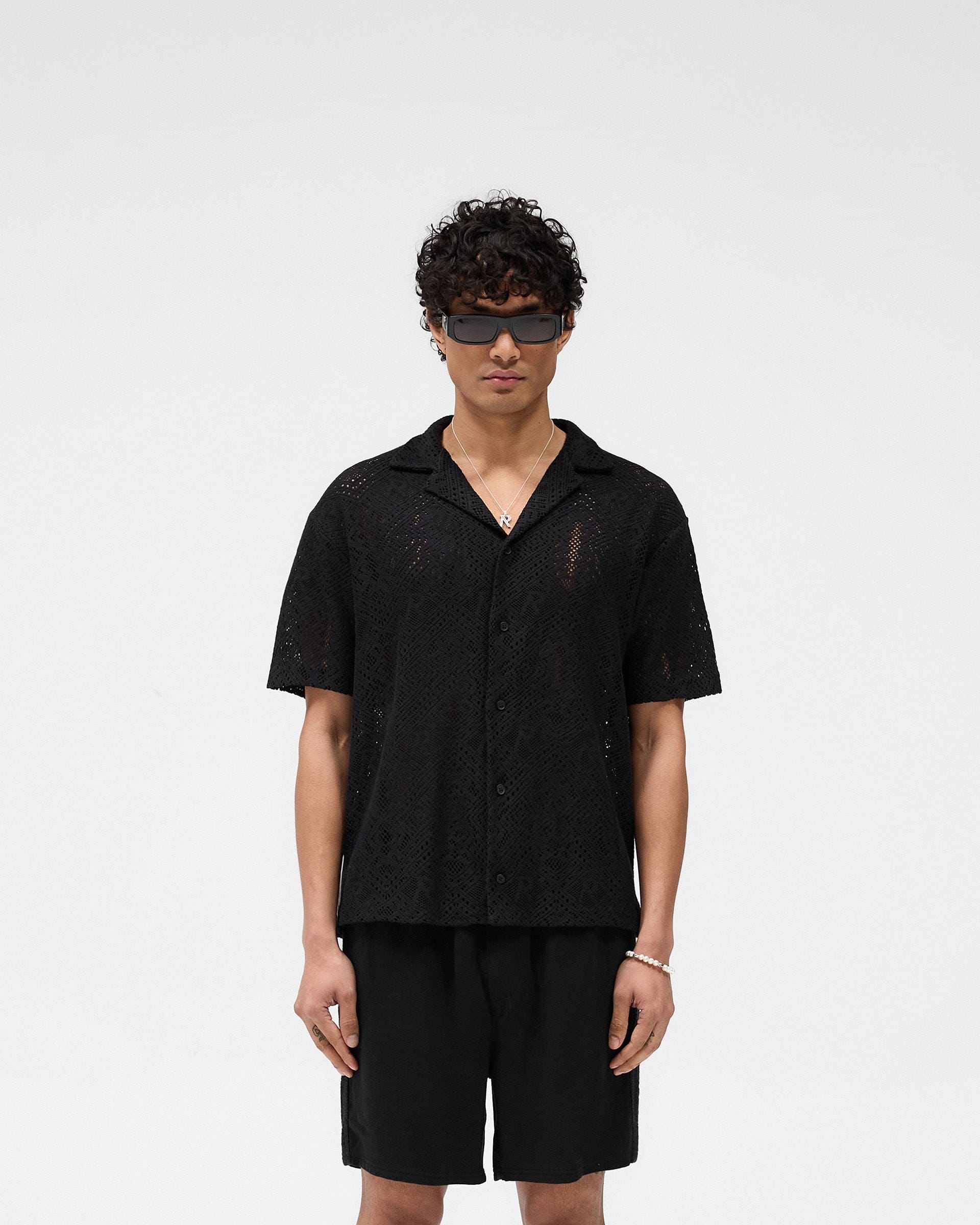 SS25 All Over Crochet Shirt - Jet Black