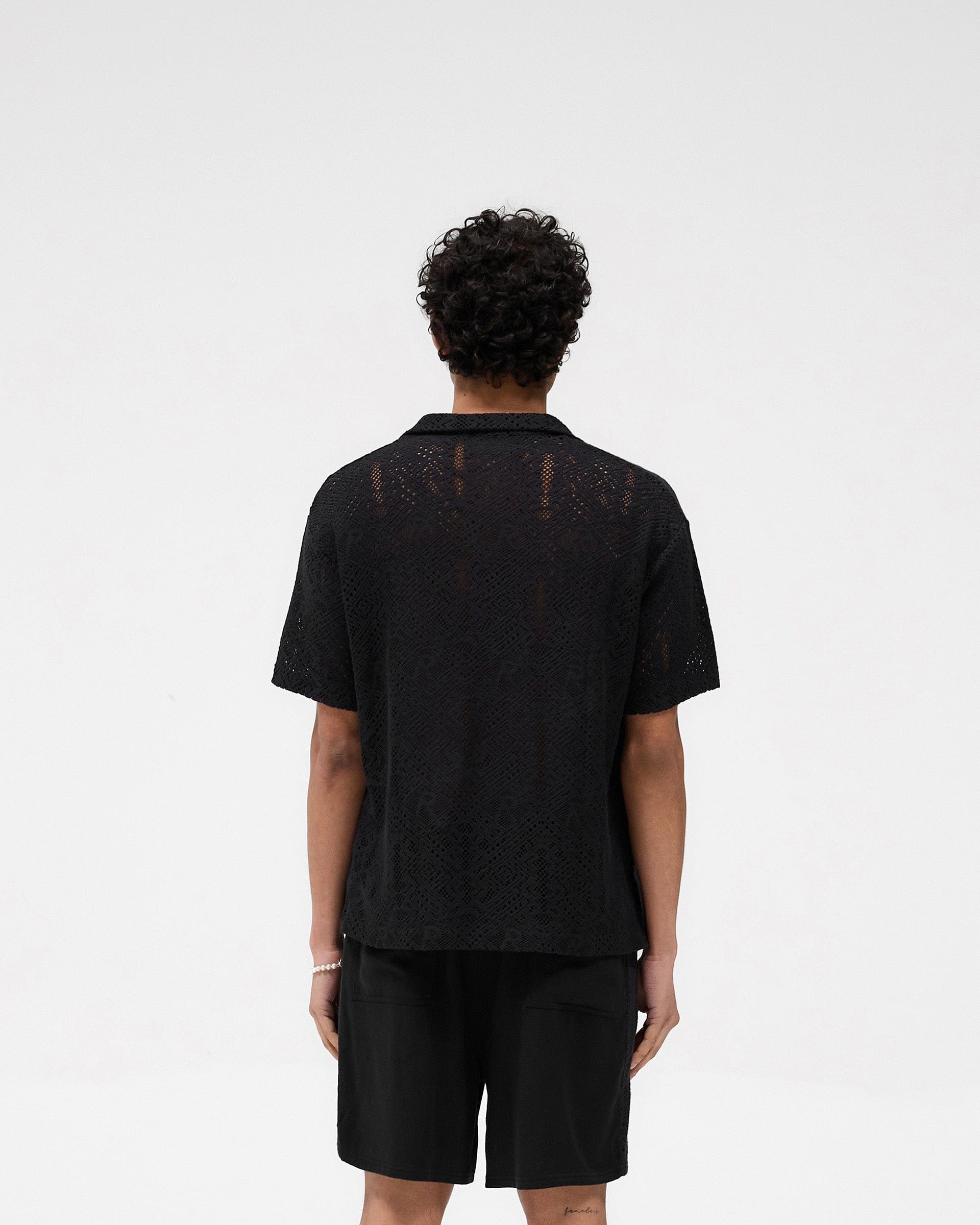SS25 All Over Crochet Shirt - Jet Black