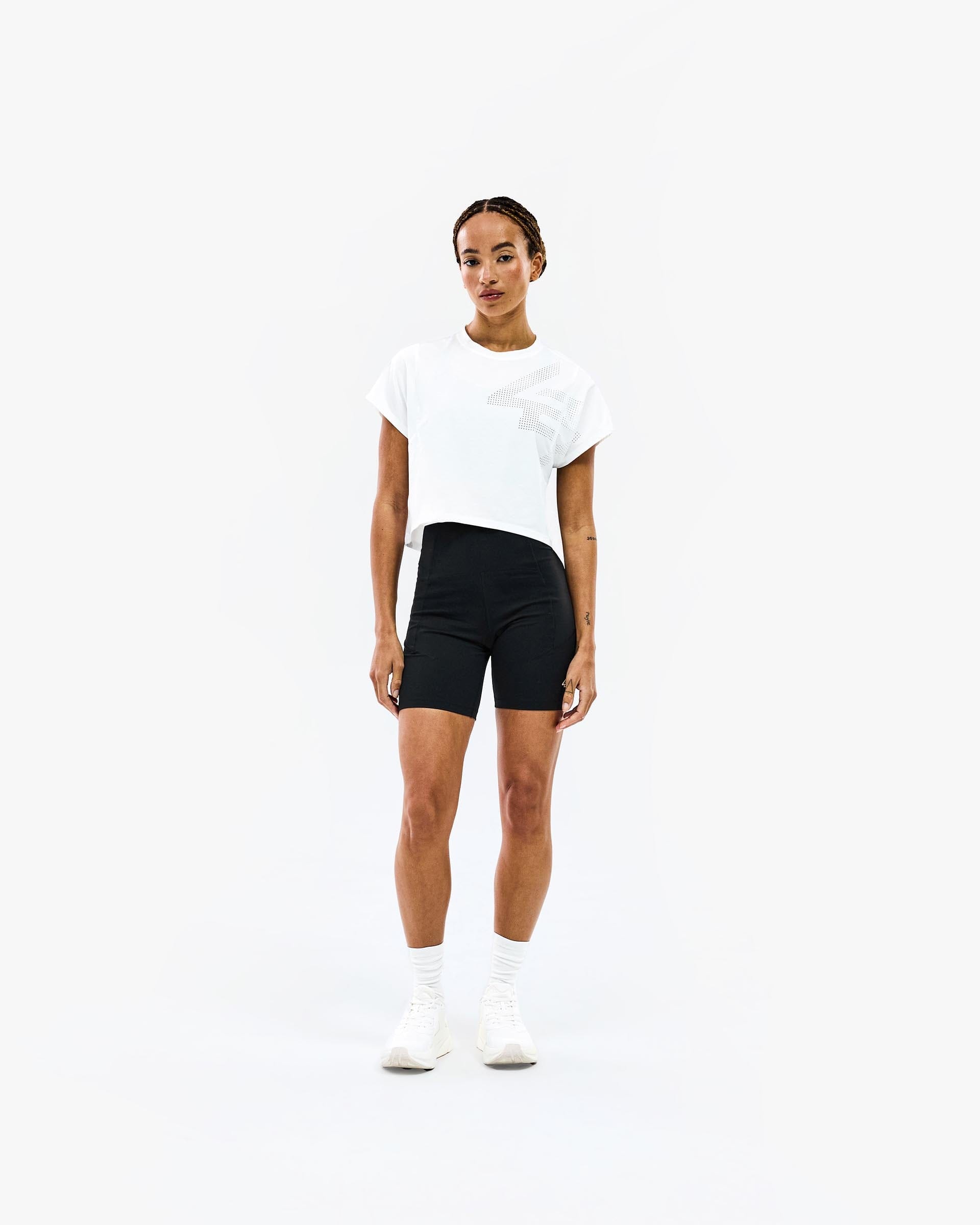 Womens 247 247 Perforated Cropped Training T-Shirt - White