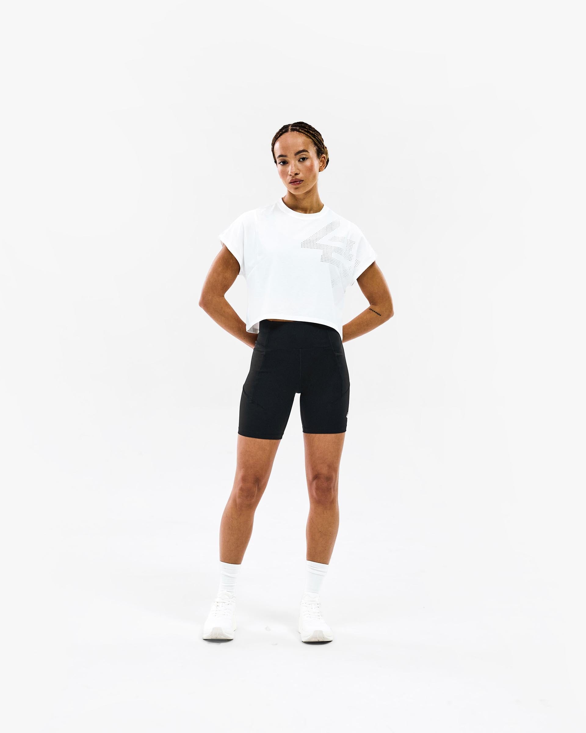 Womens 247 247 Perforated Cropped Training T-Shirt - White