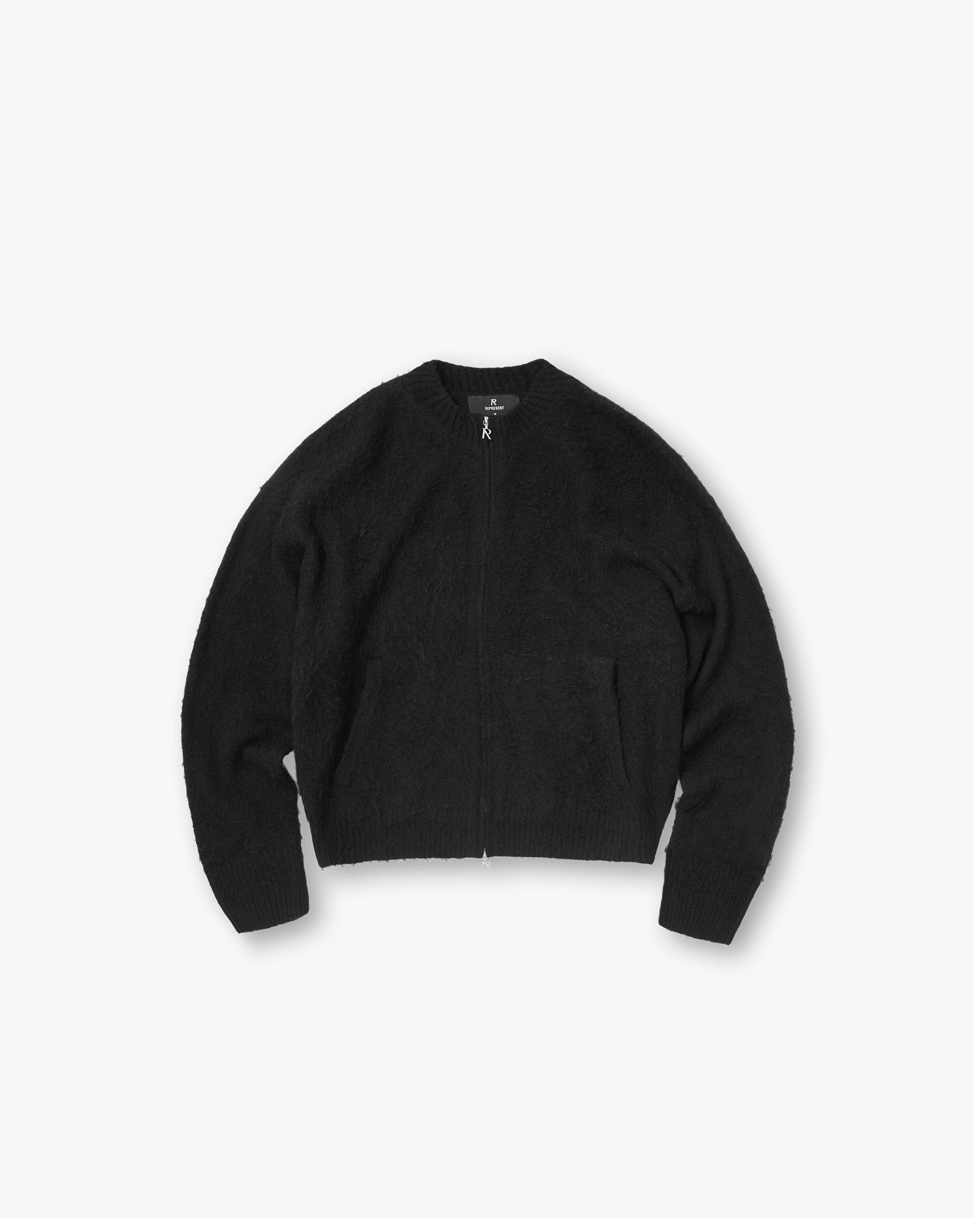 SS26 Knitted Bomber Jacket - Jet Black