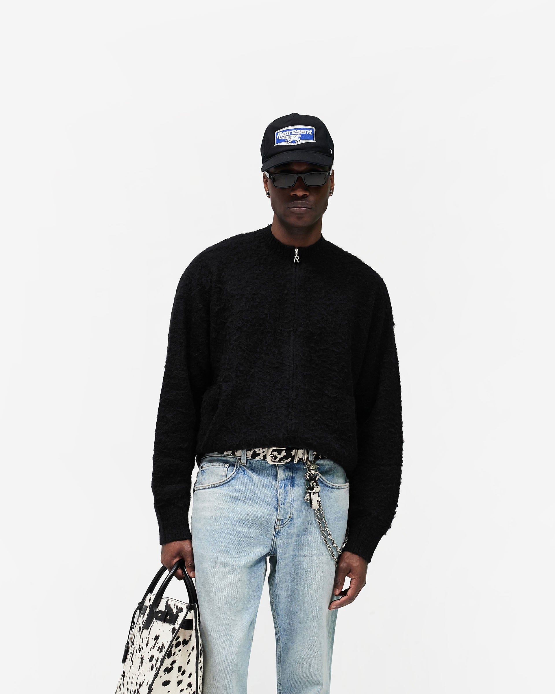 SS26 Knitted Bomber Jacket - Jet Black