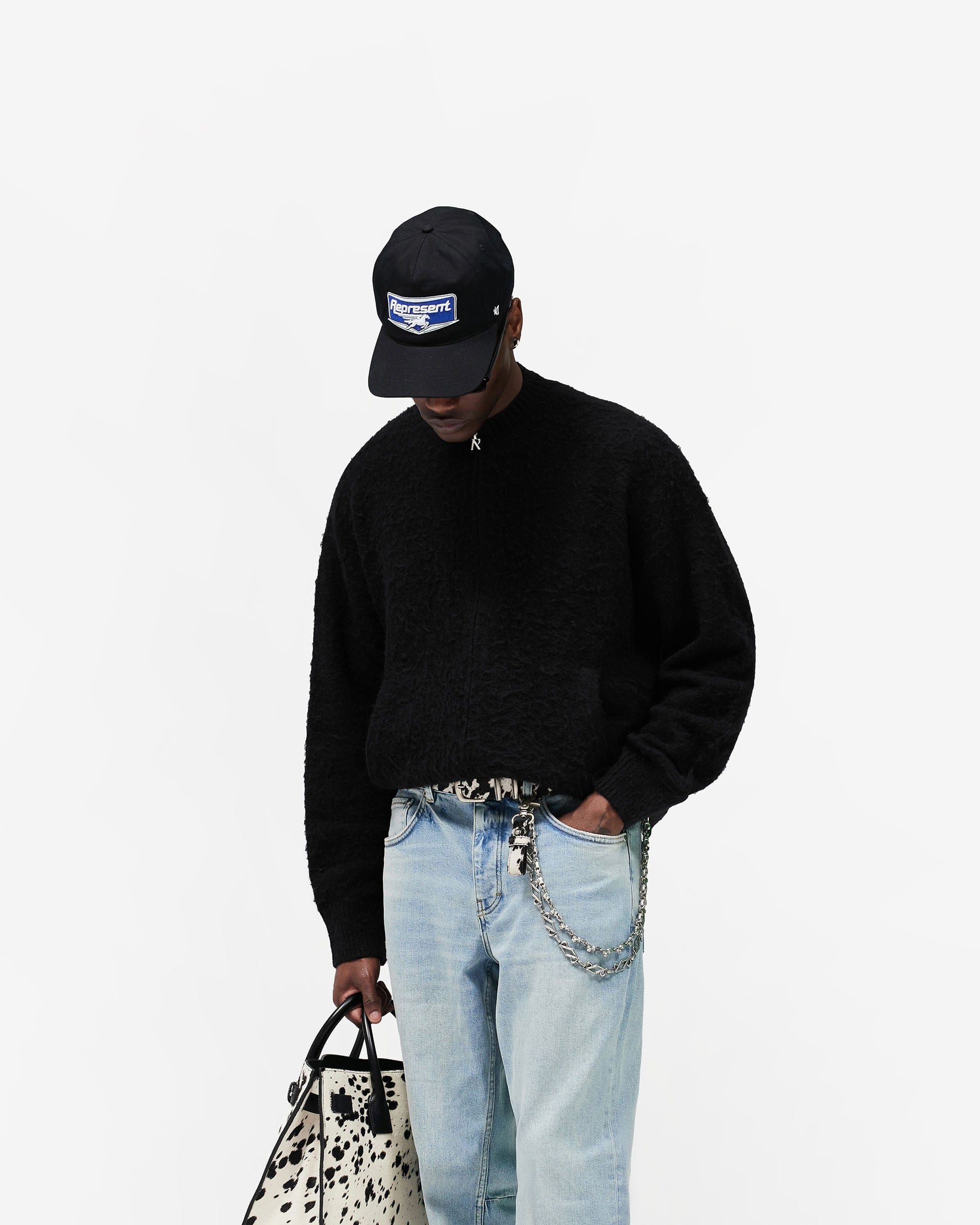 SS26 Knitted Bomber Jacket - Jet Black