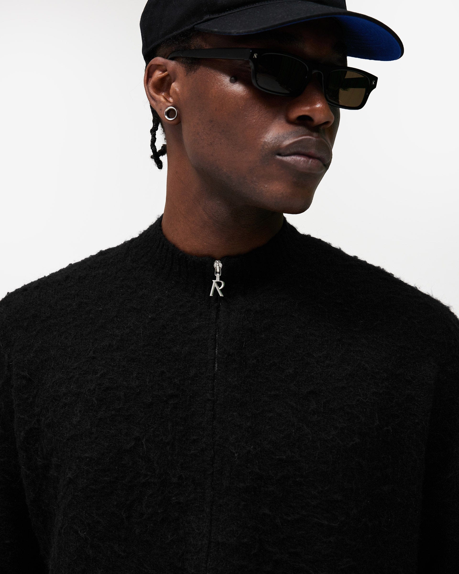 SS26 Knitted Bomber Jacket - Jet Black