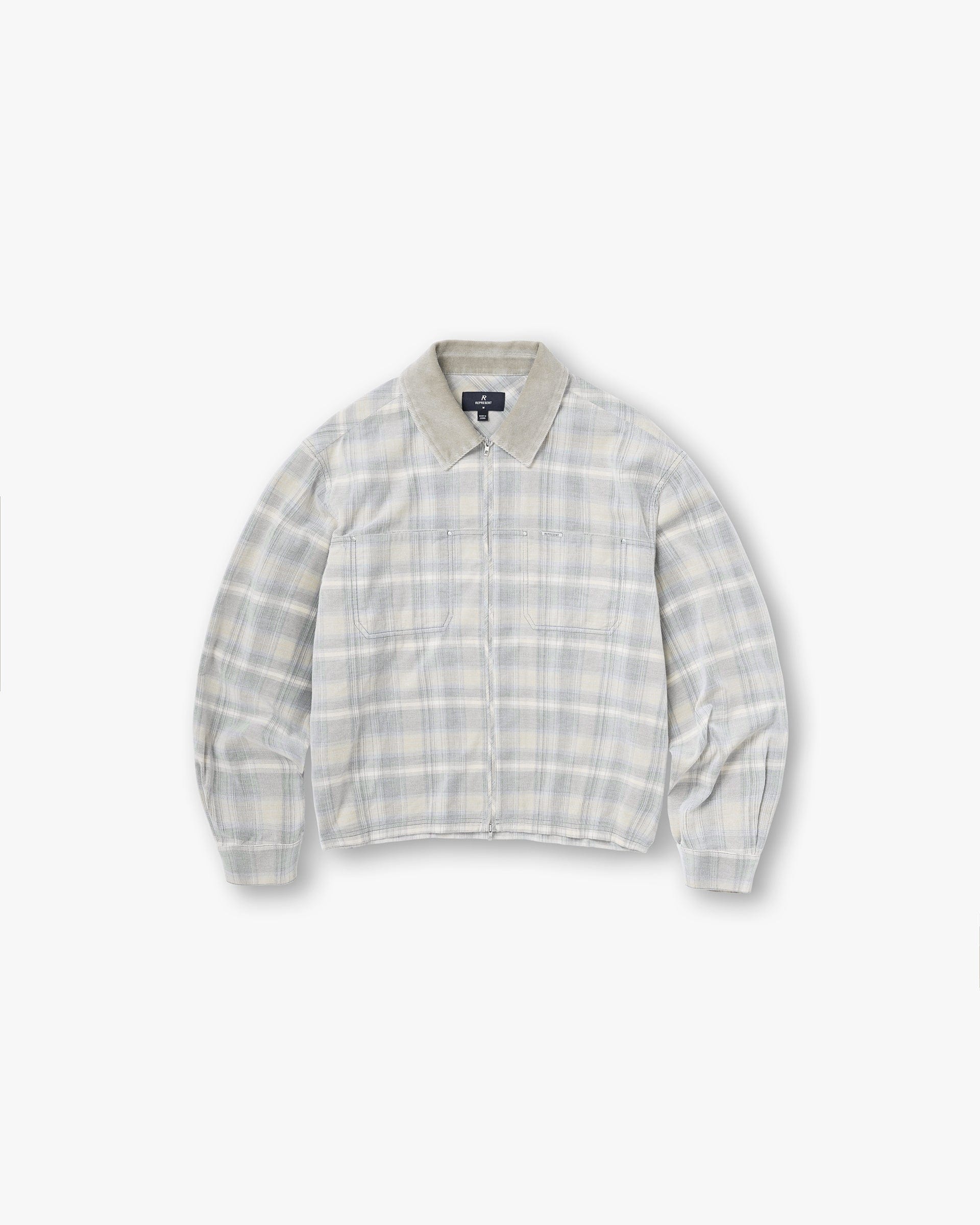 SS26 Cord Zip Flannel Shirt - Mineral