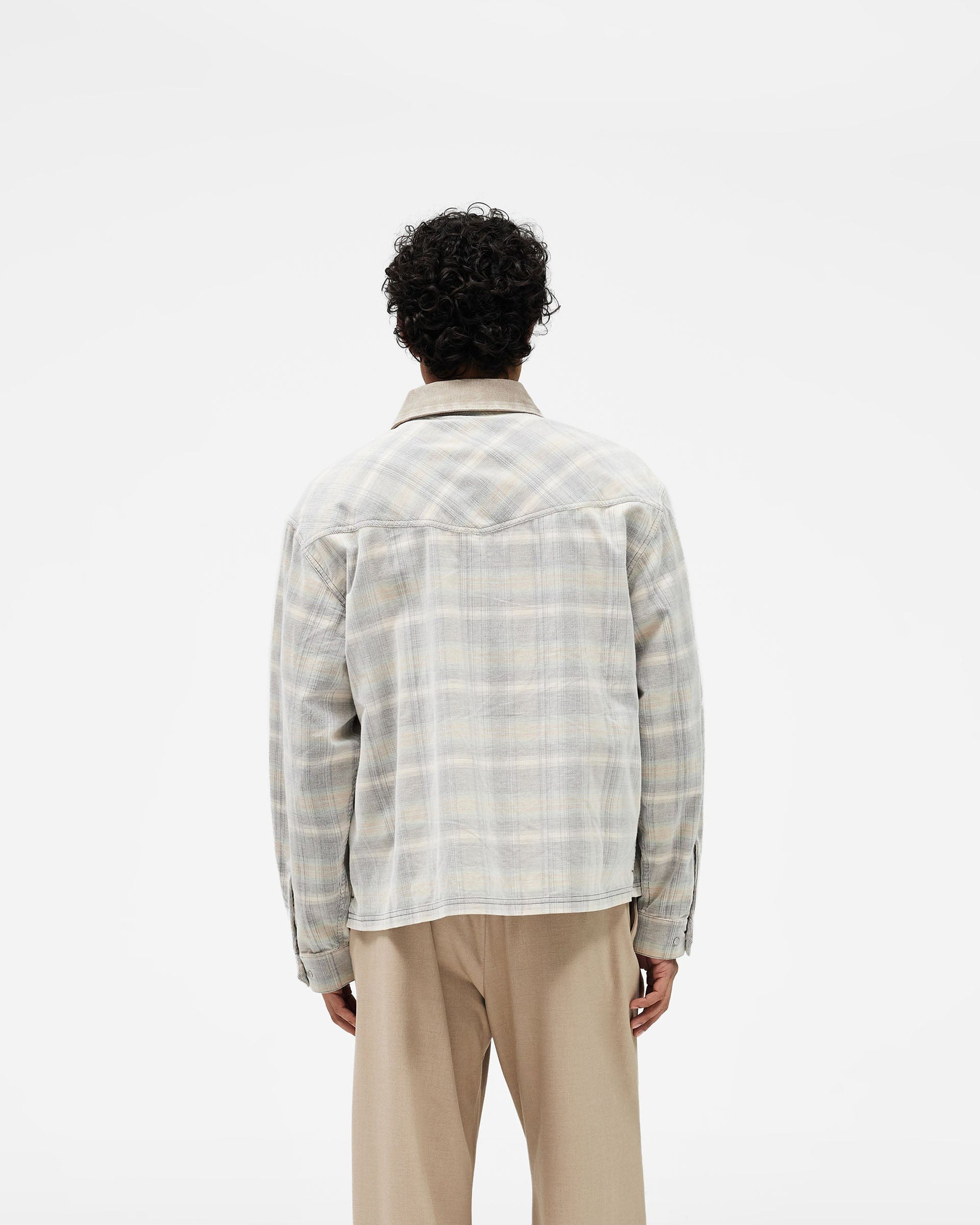SS26 Cord Zip Flannel Shirt - Mineral