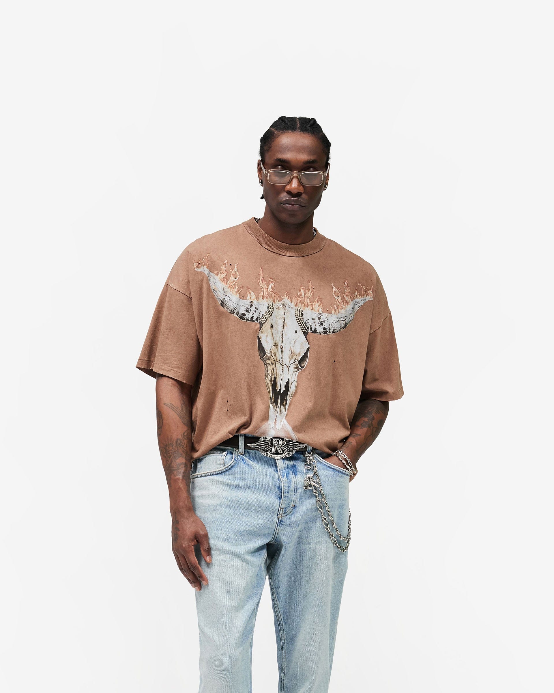 SS26 British Cowboys T-Shirt - Dusty Brown