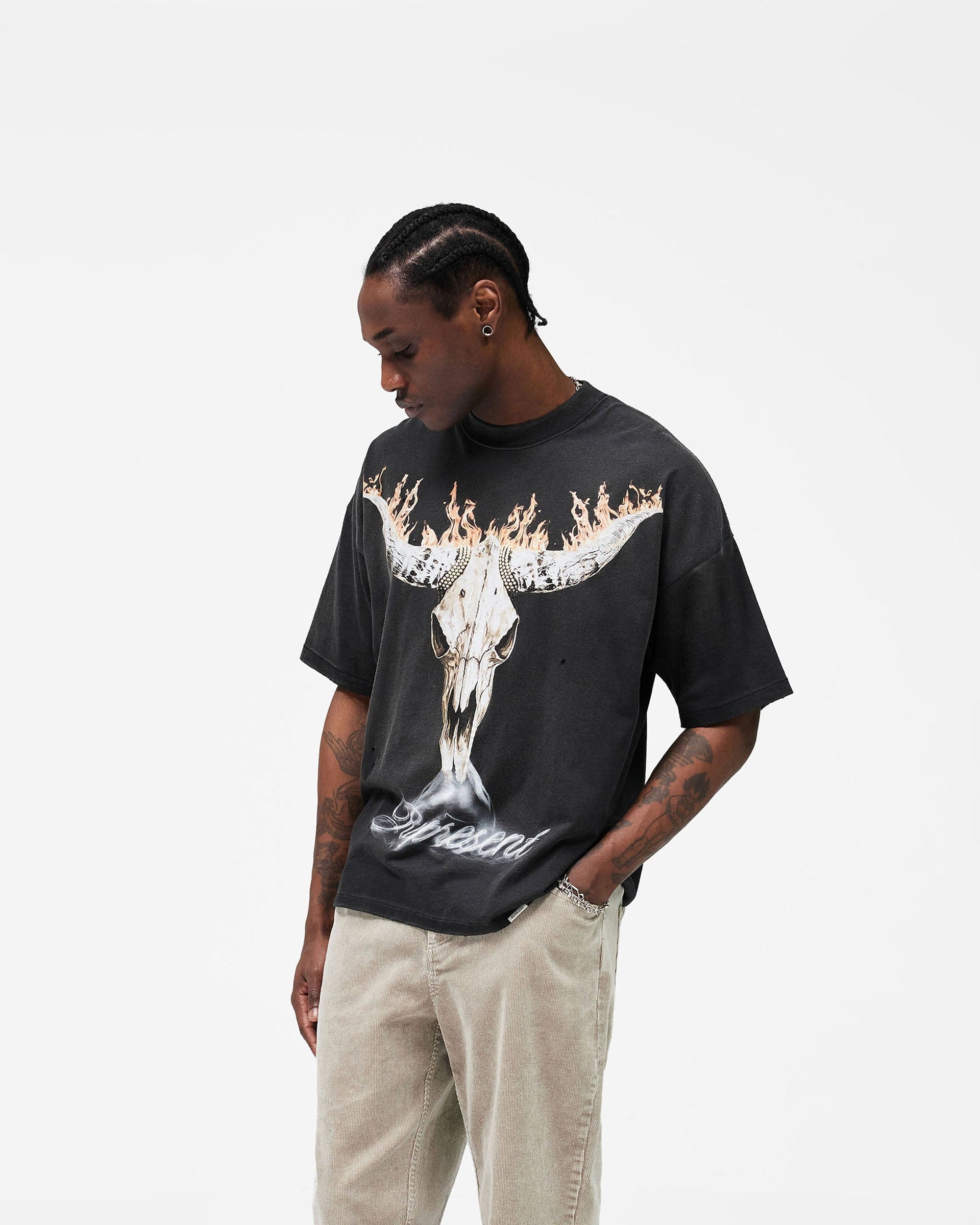 SS26 British Cowboys T-Shirt - Stained Black