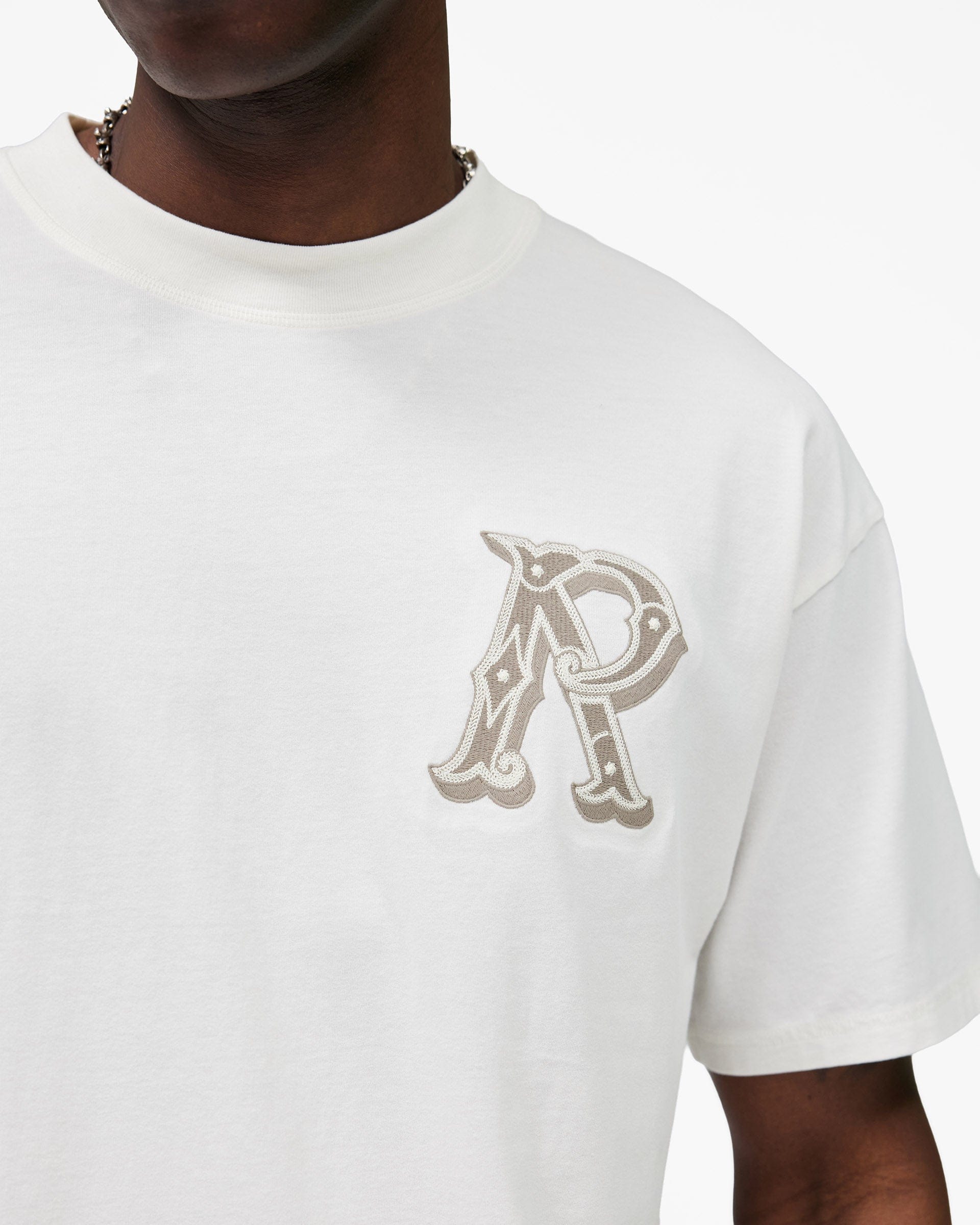 SS26 Western Initial T-Shirt - Flat White