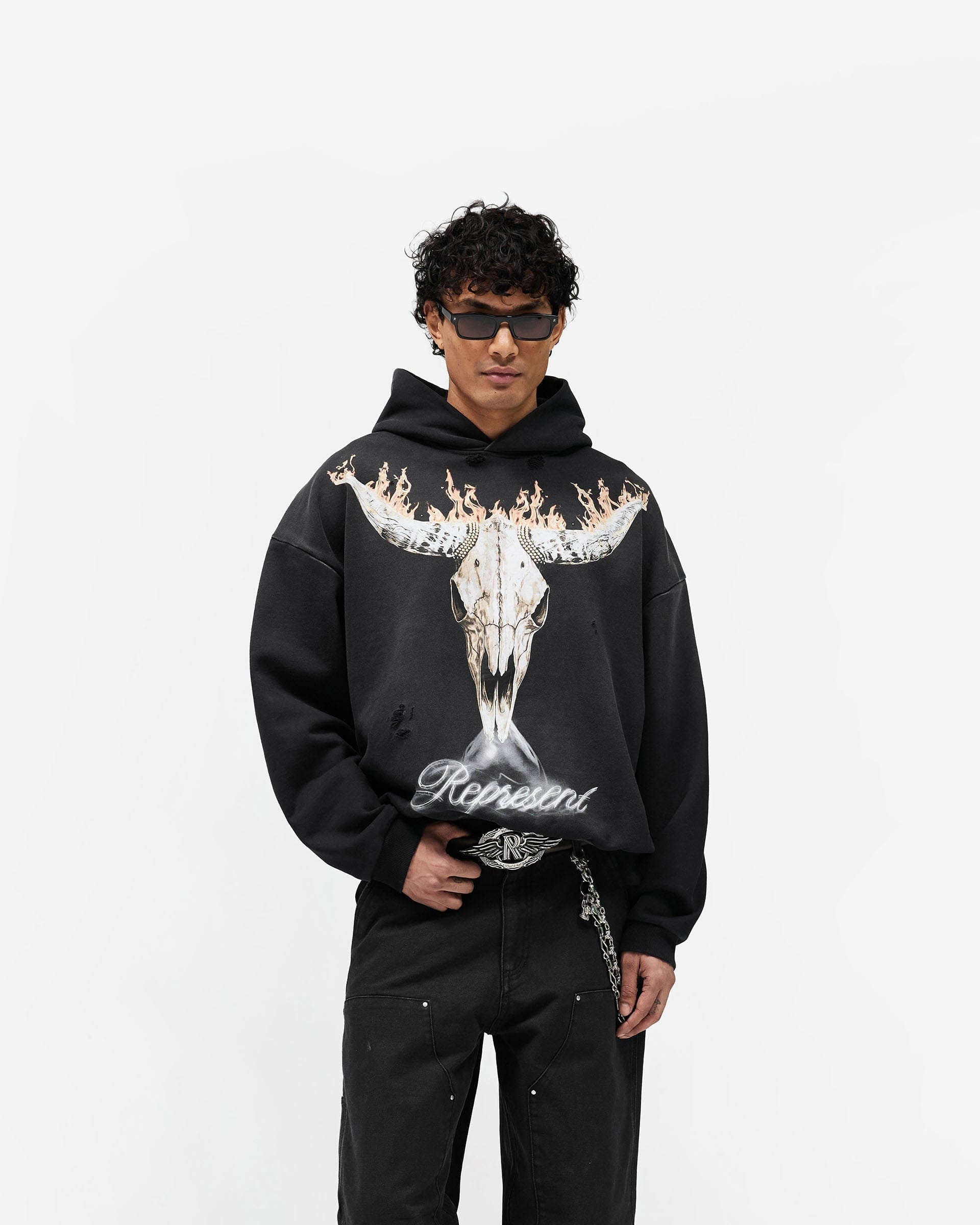 SS26 British Cowboys Hoodie - Stained Black