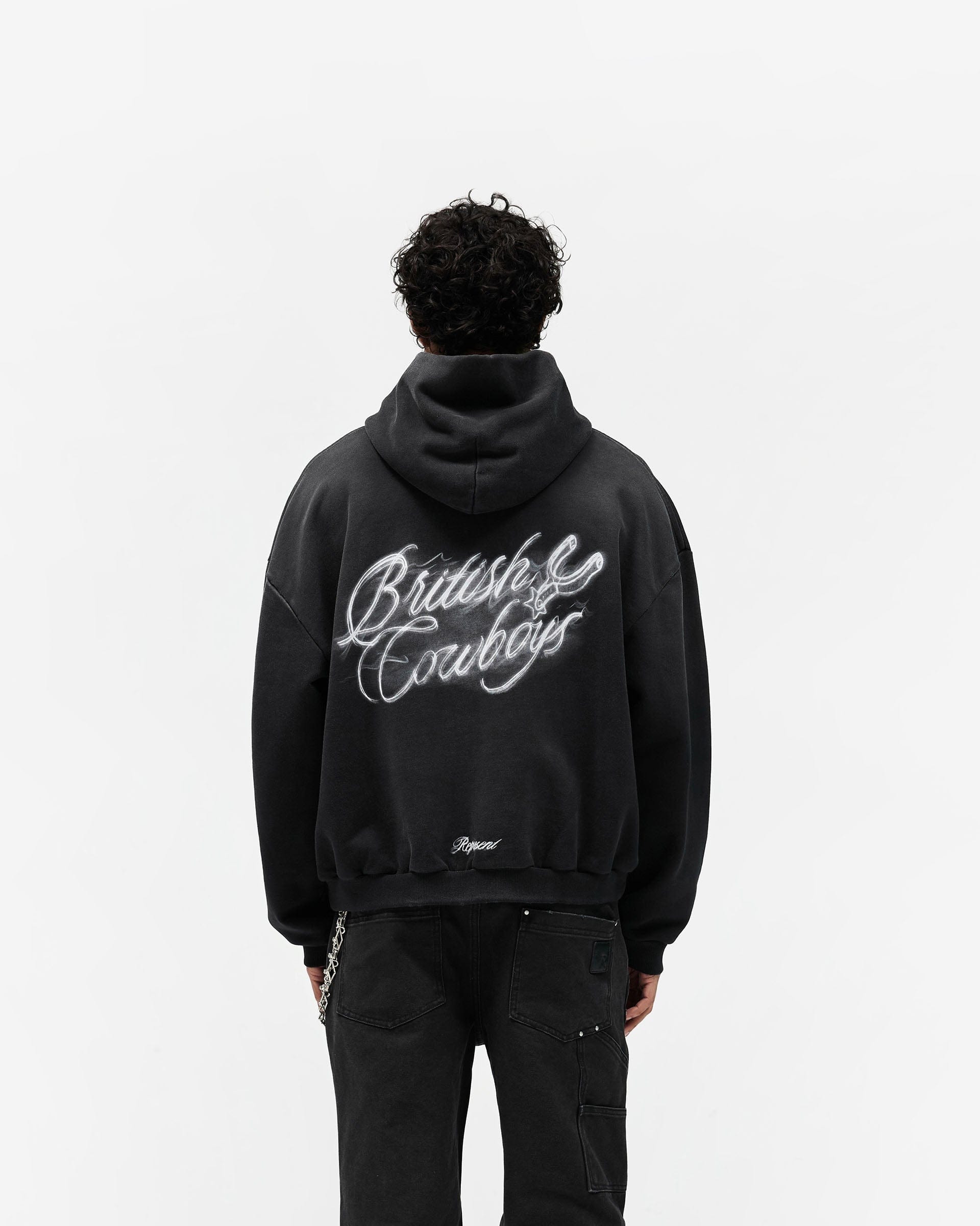 SS26 British Cowboys Hoodie - Stained Black