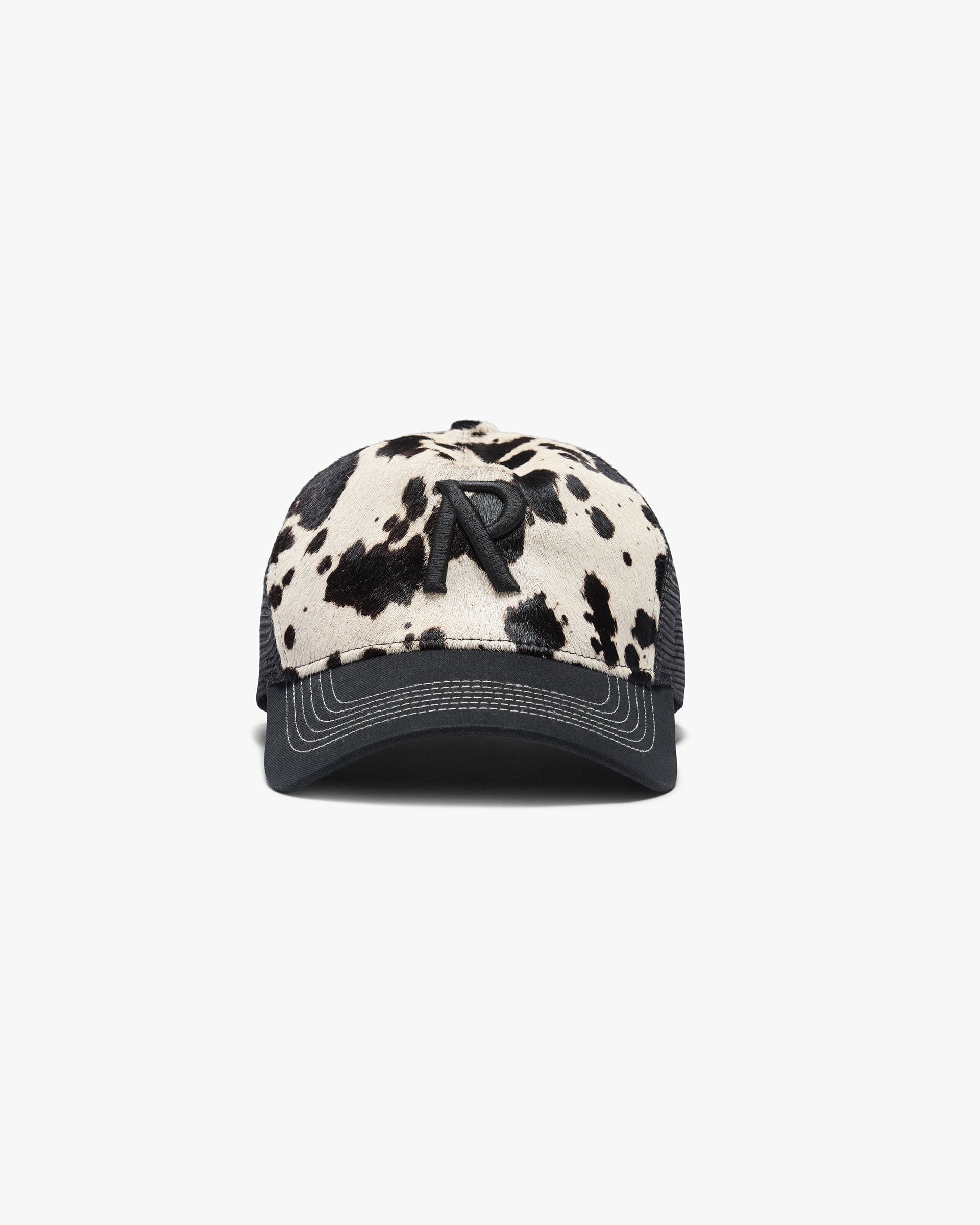 SS26 Cowhide Print Cap - Flat White Jet Black