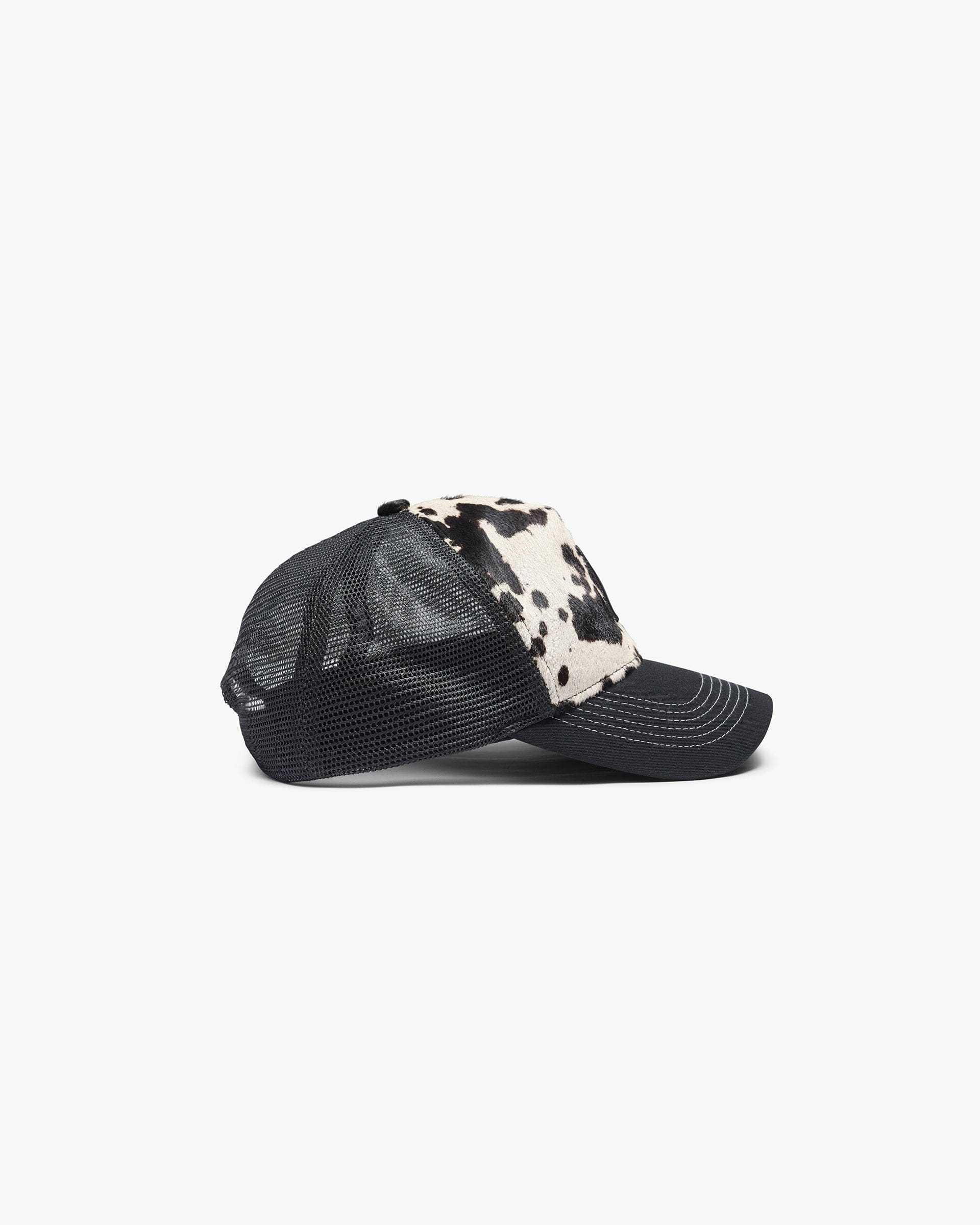 SS26 Cowhide Print Cap - Flat White Jet Black