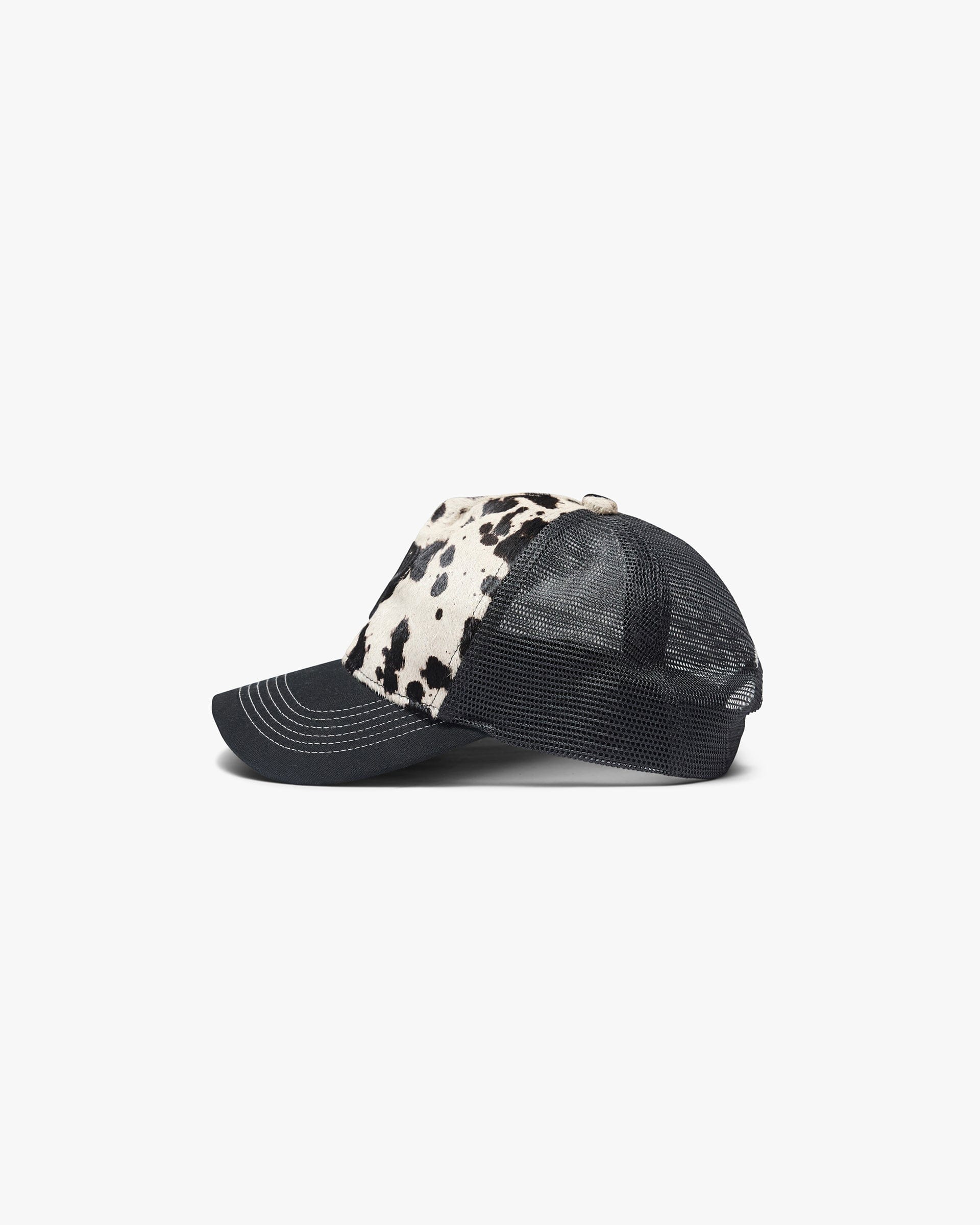 SS26 Cowhide Print Cap - Flat White Jet Black