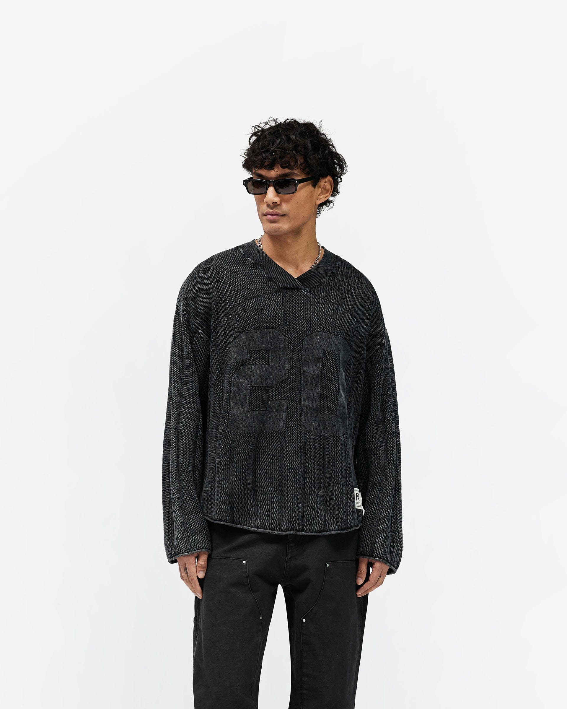 SS26 Knitted Varsity Long Sleeve Jersey - Vintage Grey