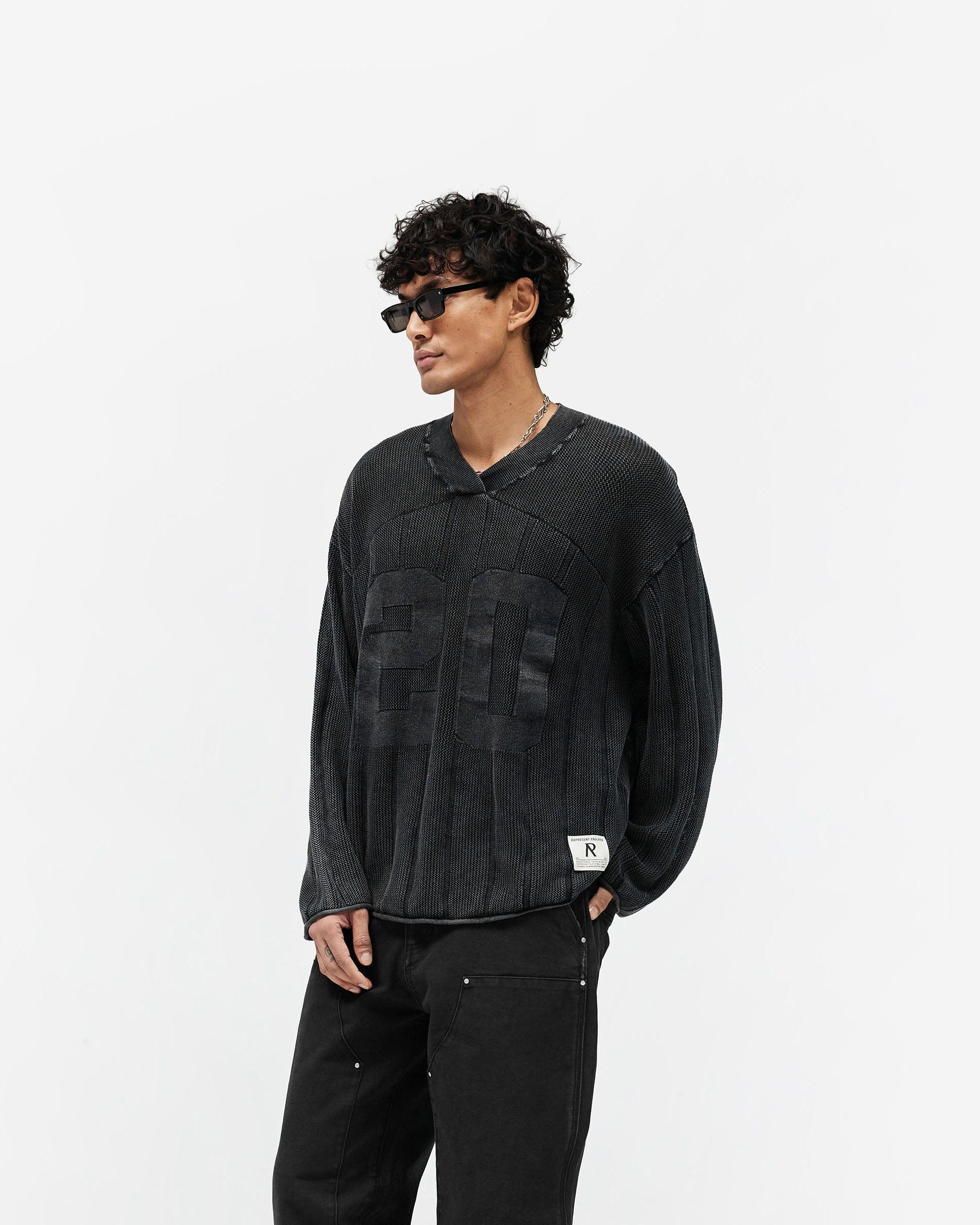 SS26 Knitted Varsity Long Sleeve Jersey - Vintage Grey