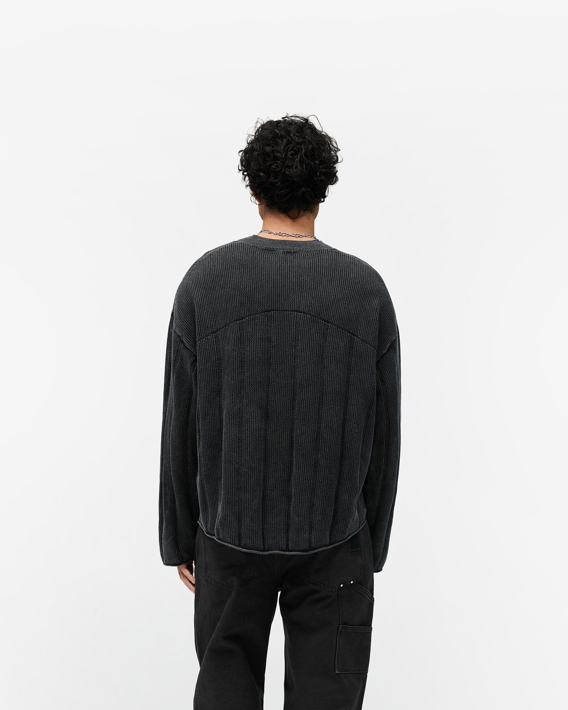 SS26 Knitted Varsity Long Sleeve Jersey - Vintage Grey