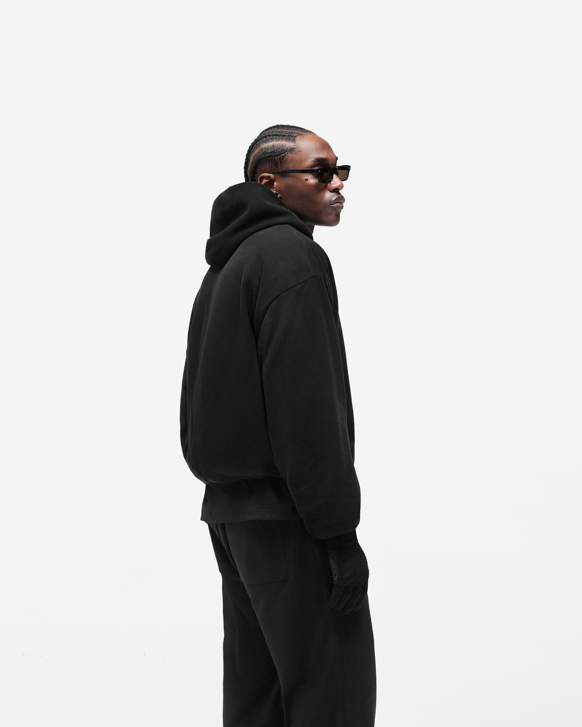 BF25 Dual Layer Script Hoodie - Jet Black