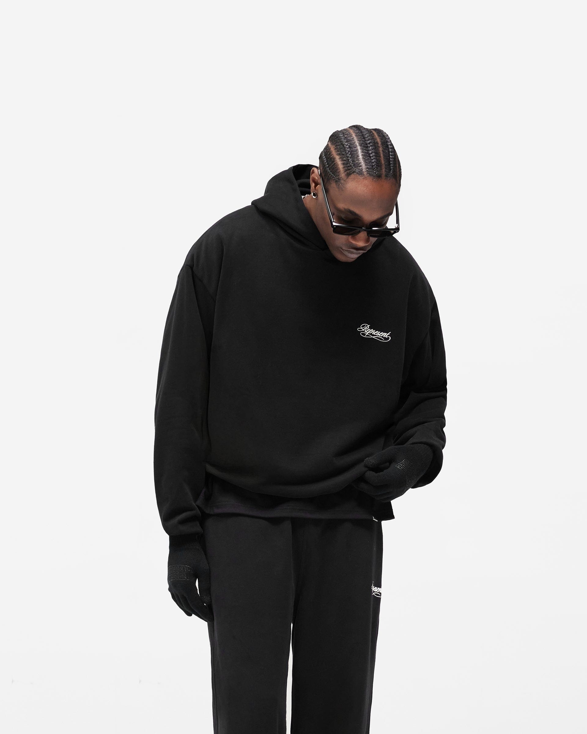 BF25 Dual Layer Script Hoodie - Jet Black