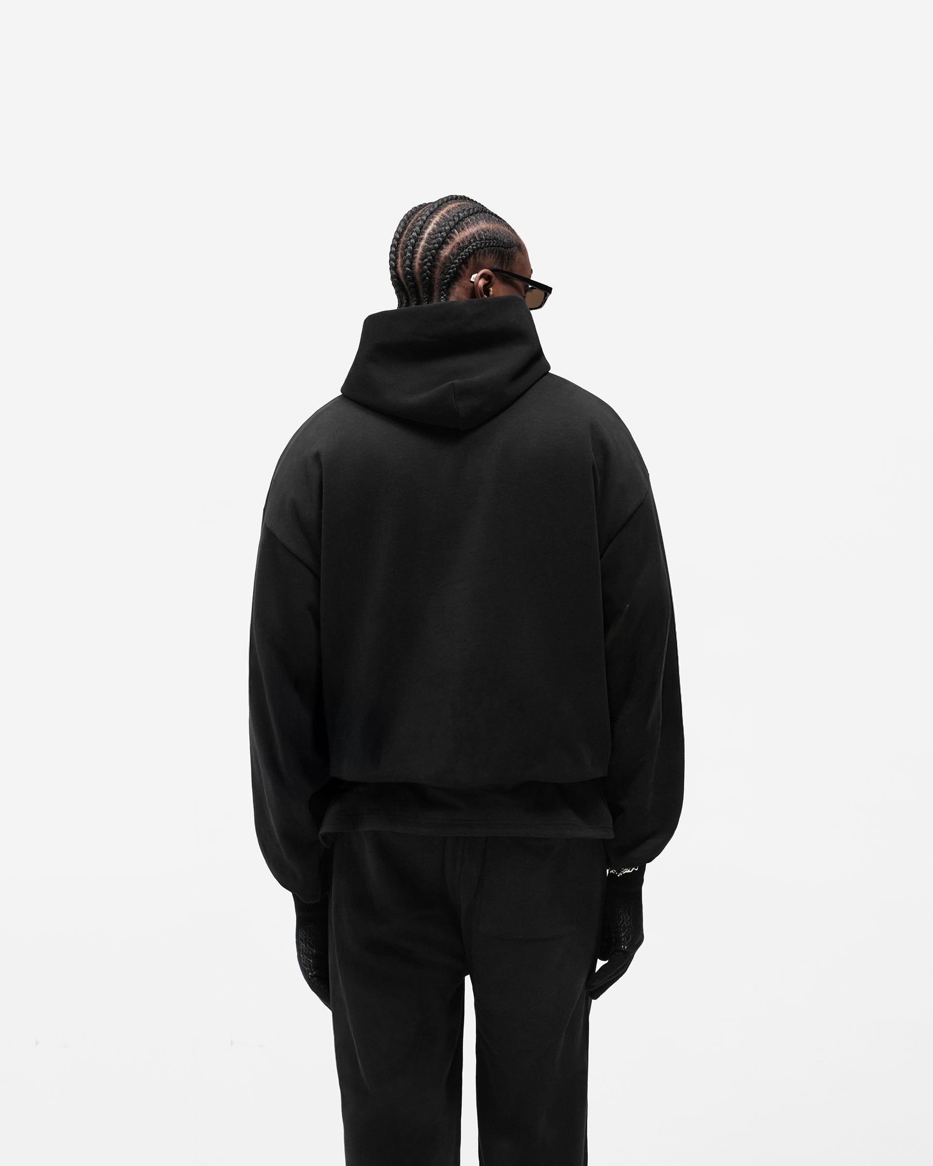 BF25 Dual Layer Script Hoodie - Jet Black