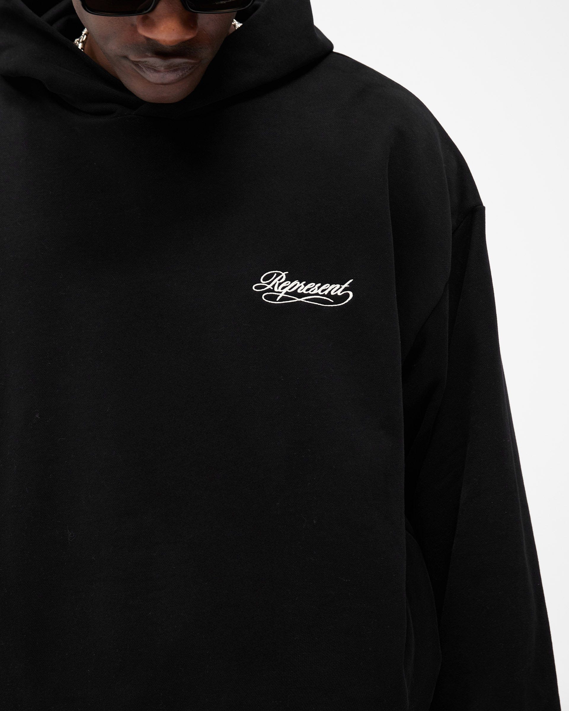 BF25 Dual Layer Script Hoodie - Jet Black