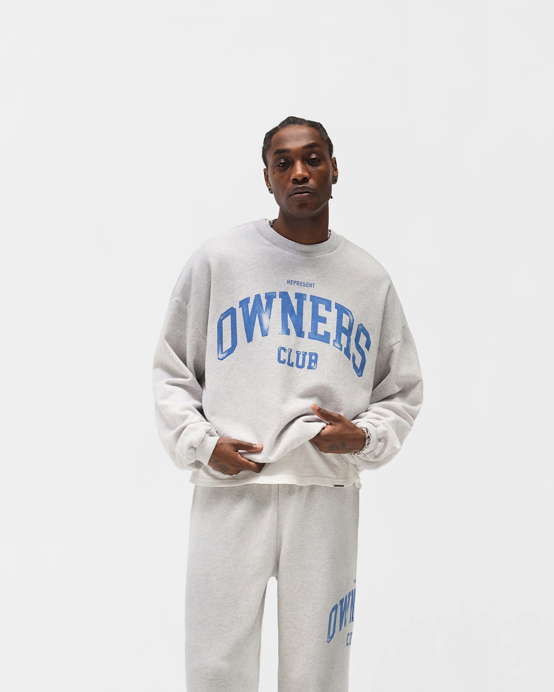 Owners Club Represent Owners Club Sweater - Sprayed Ice Grey Marl