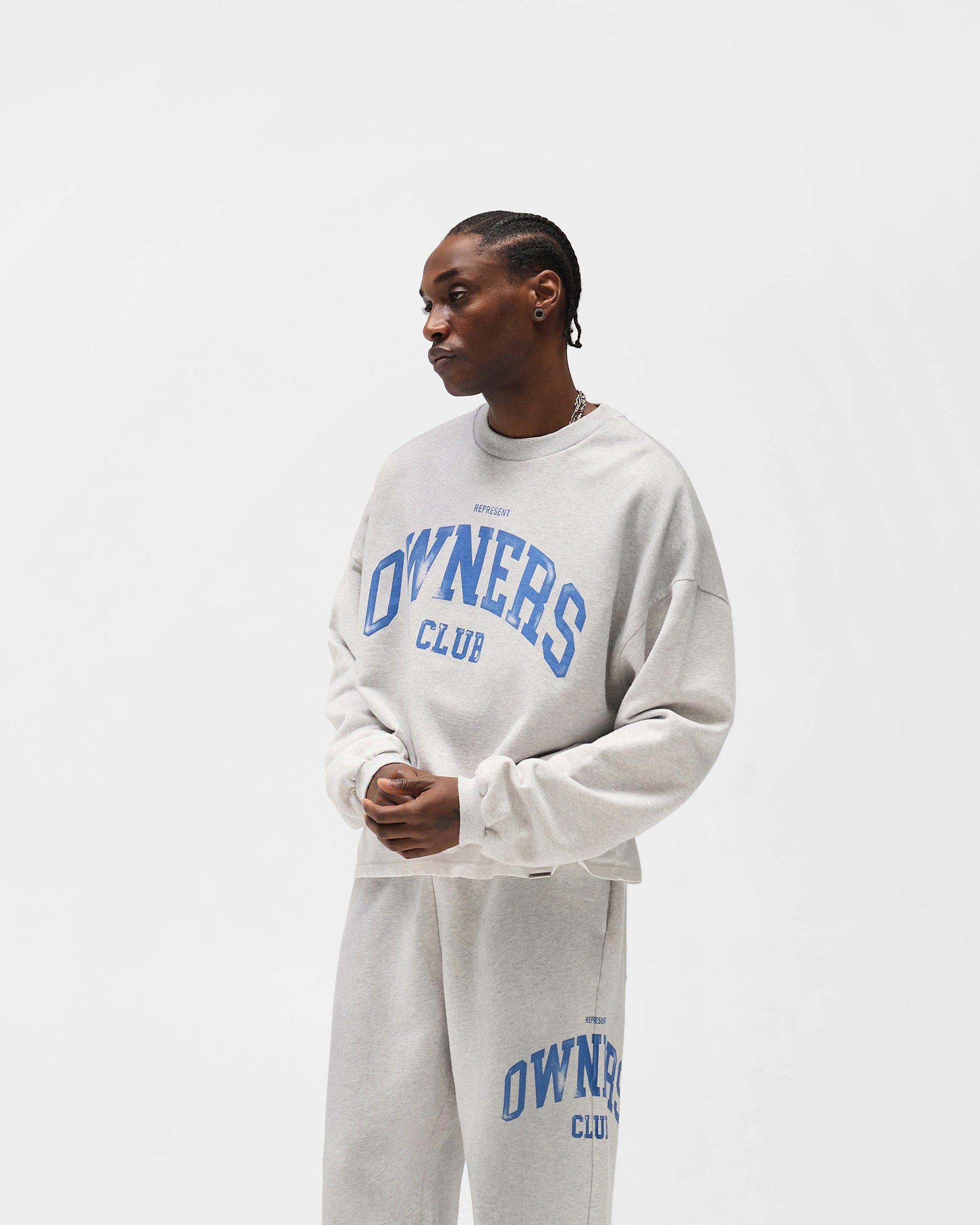 Owners Club Represent Owners Club Sweater - Sprayed Ice Grey Marl
