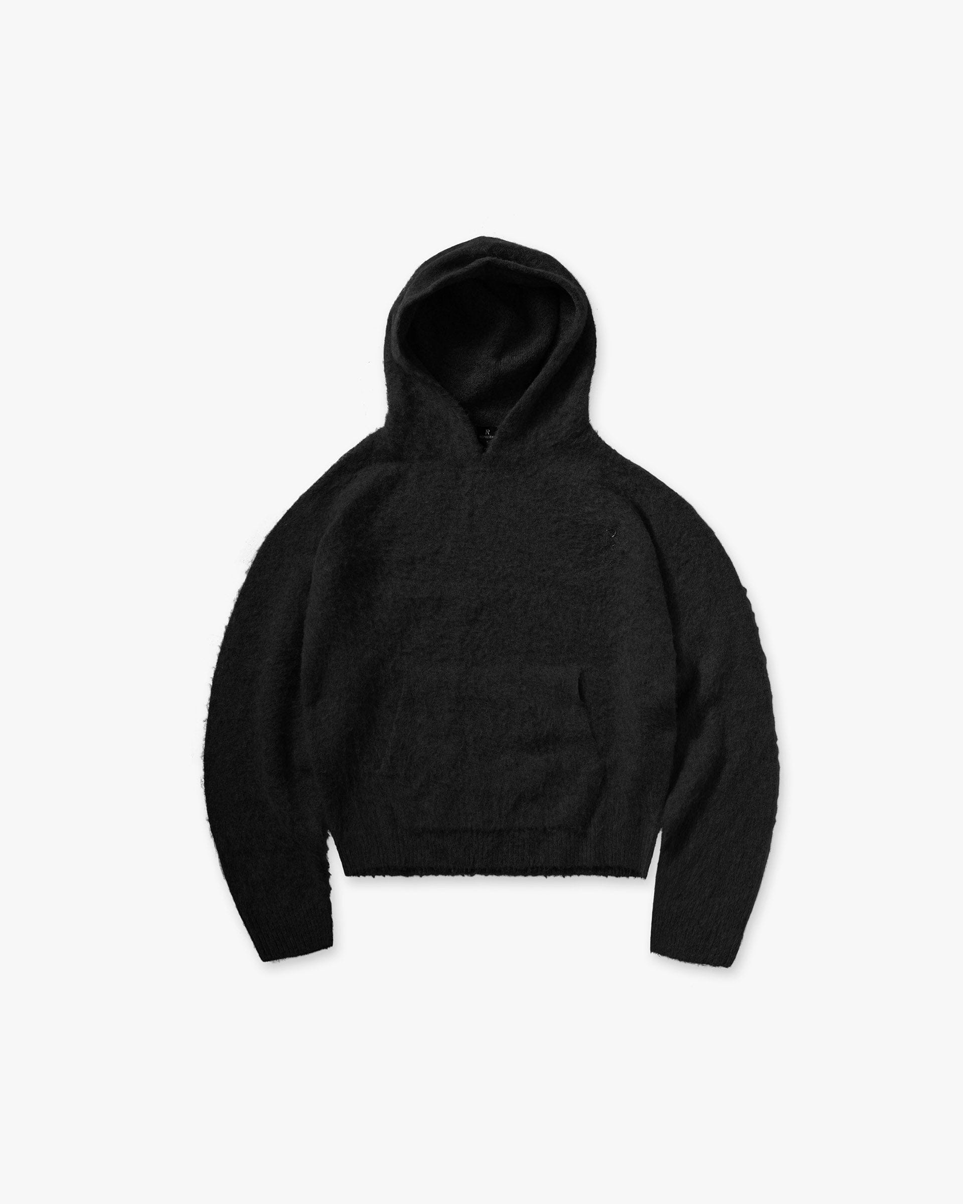 FW25 Textured Borg Hoodie - Jet Black