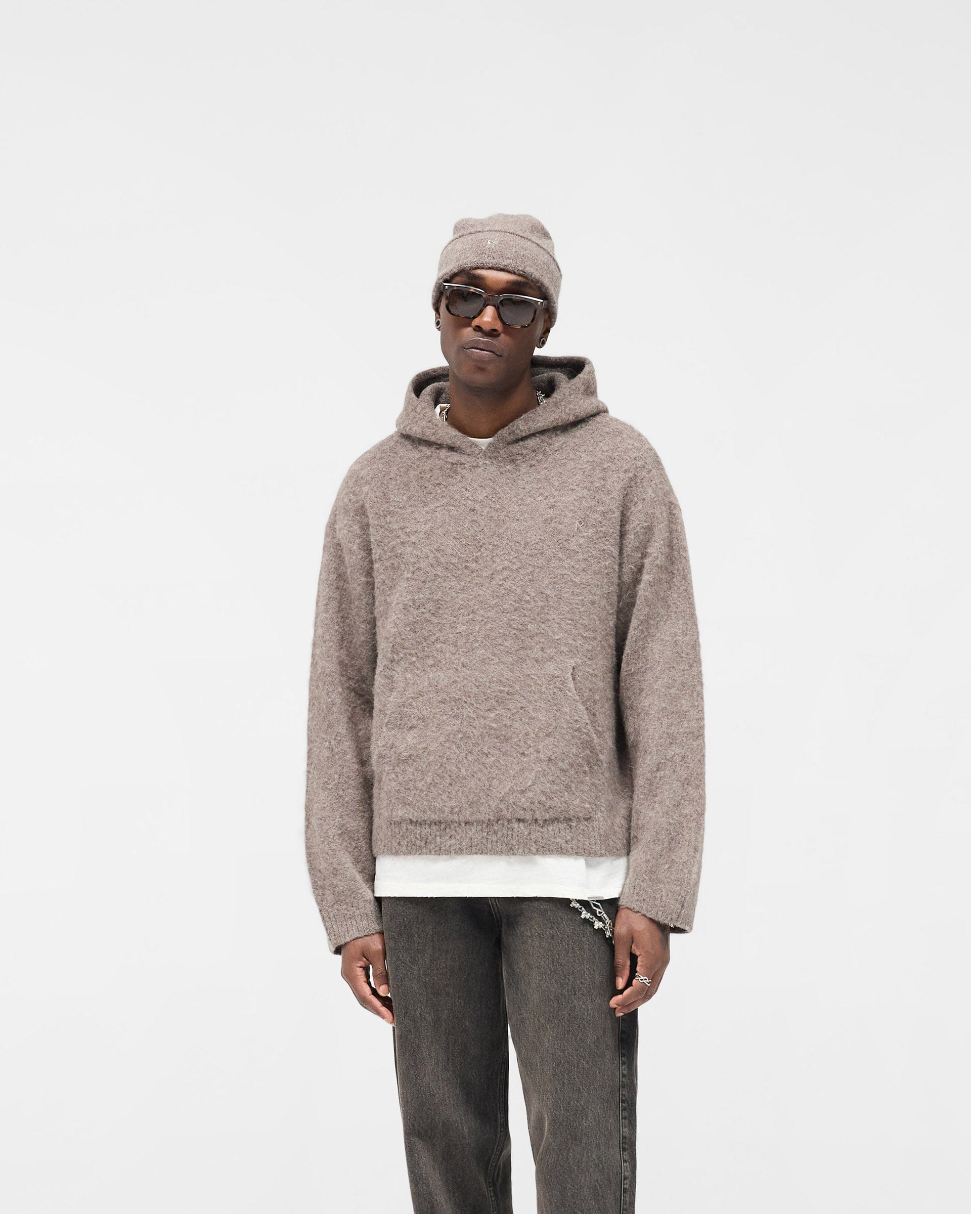 FW25 Textured Borg Hoodie - Nero