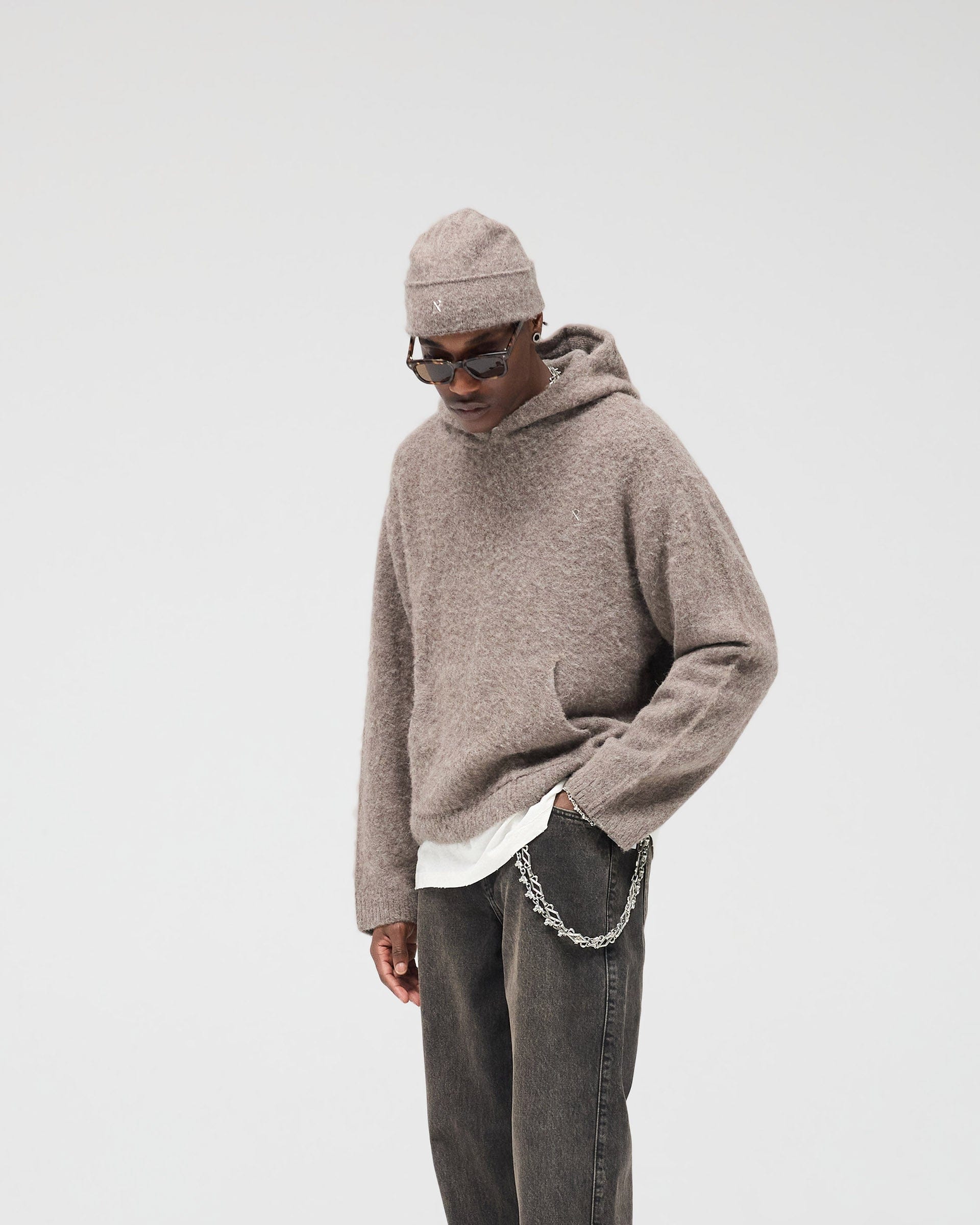 FW25 Textured Borg Hoodie - Nero