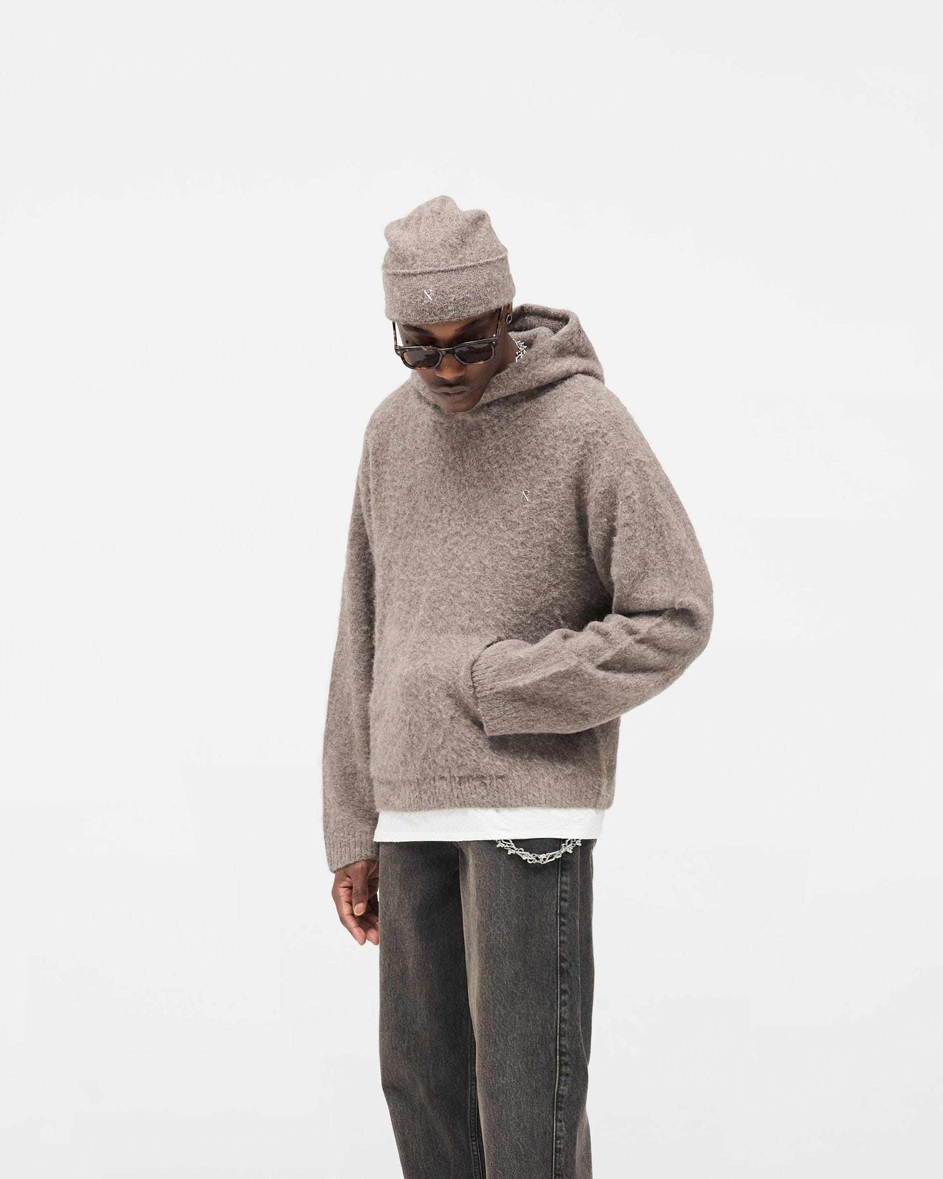 FW25 Textured Borg Hoodie - Nero