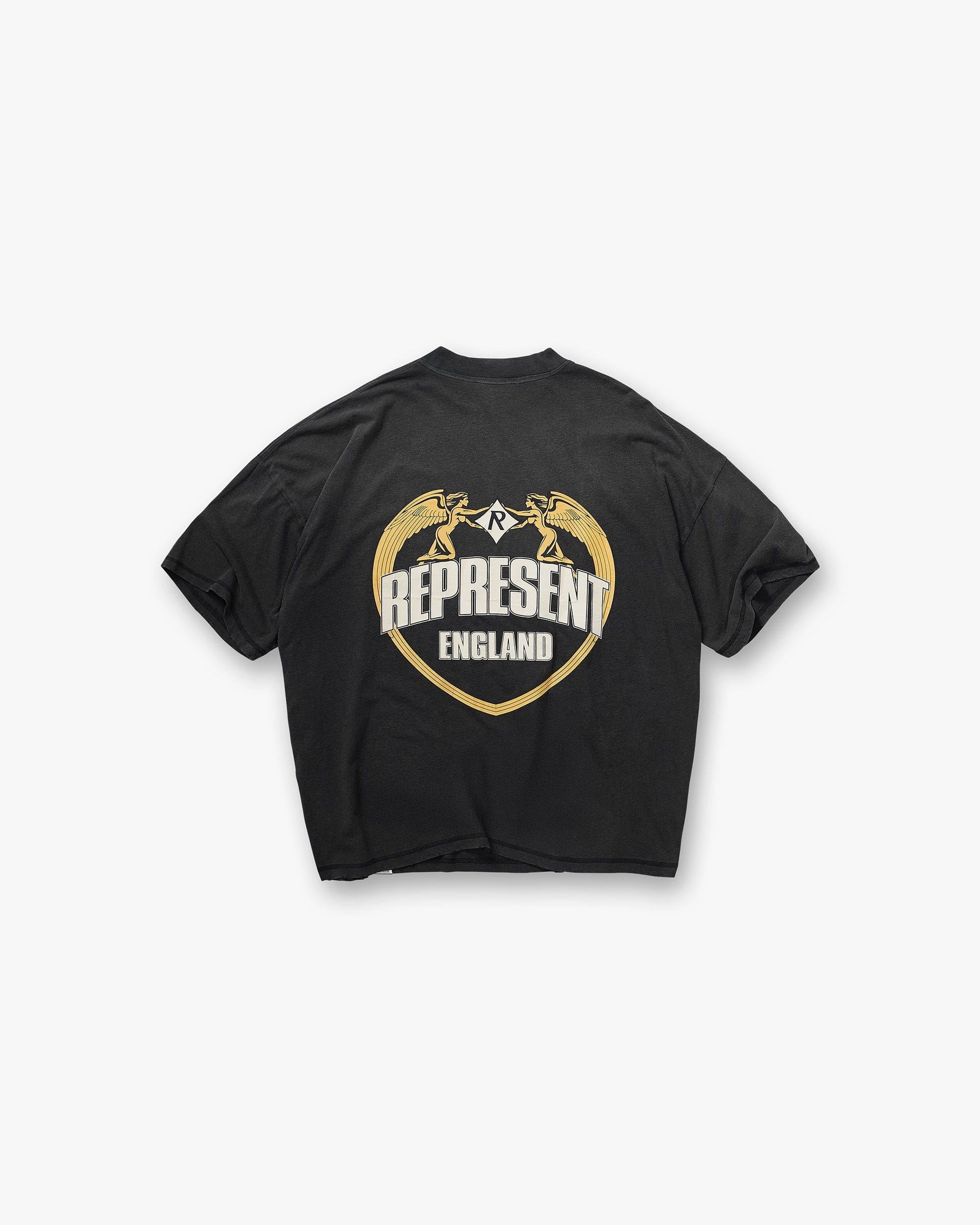 FW25 Angel Border T-Shirt - Stained Black