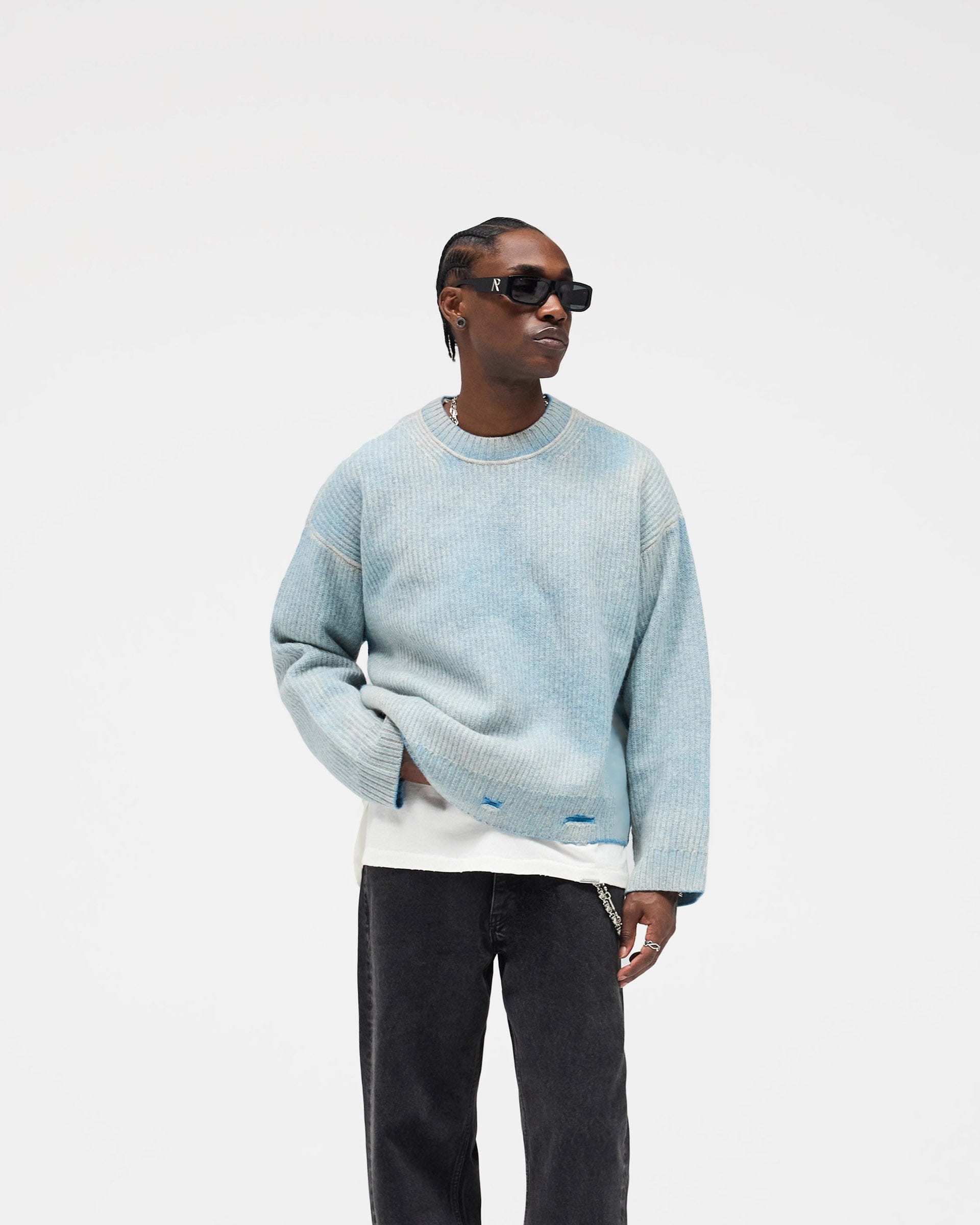 FW25 Reversible Fade Out Sweater - Cloud
