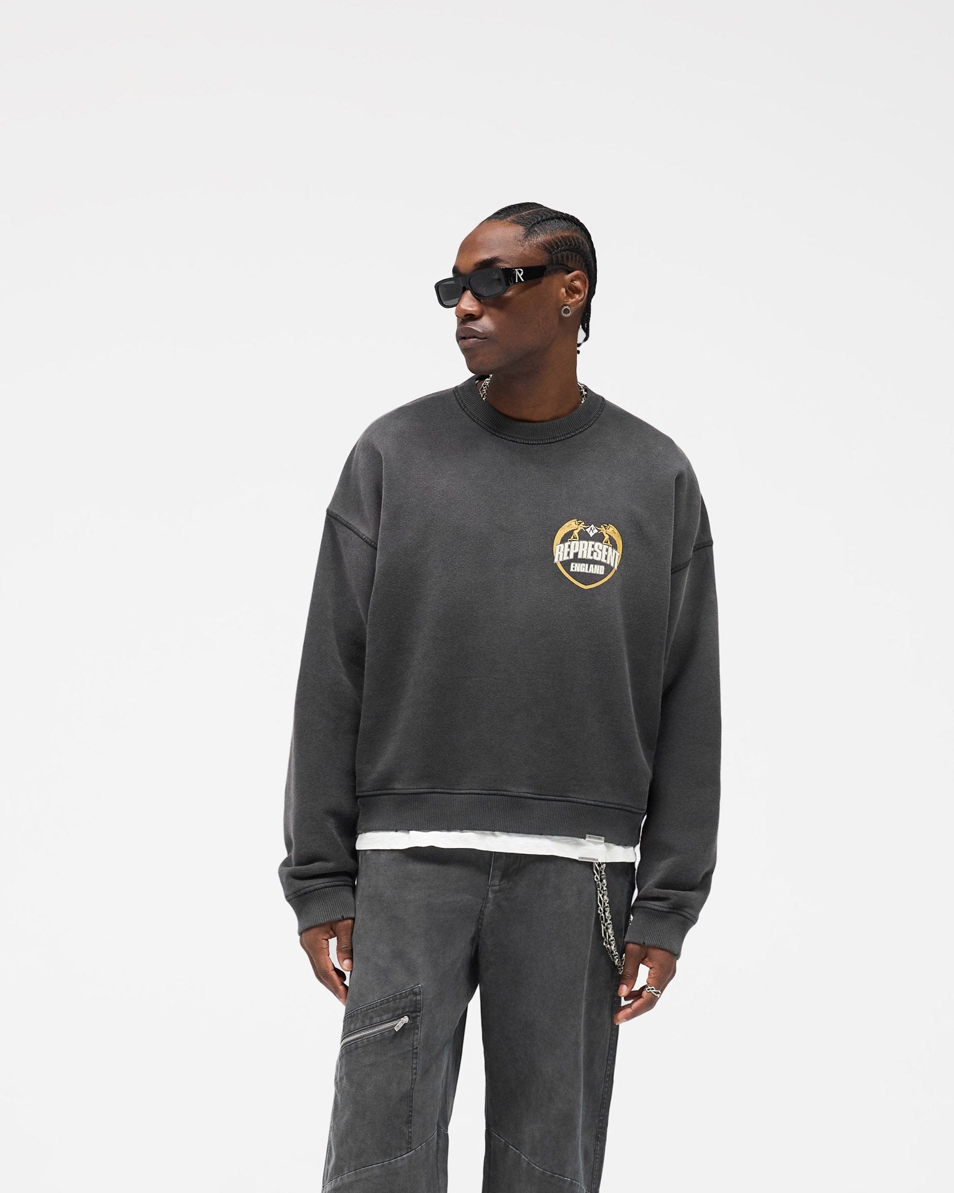 FW25 Angel Border Sweater - Stained Black