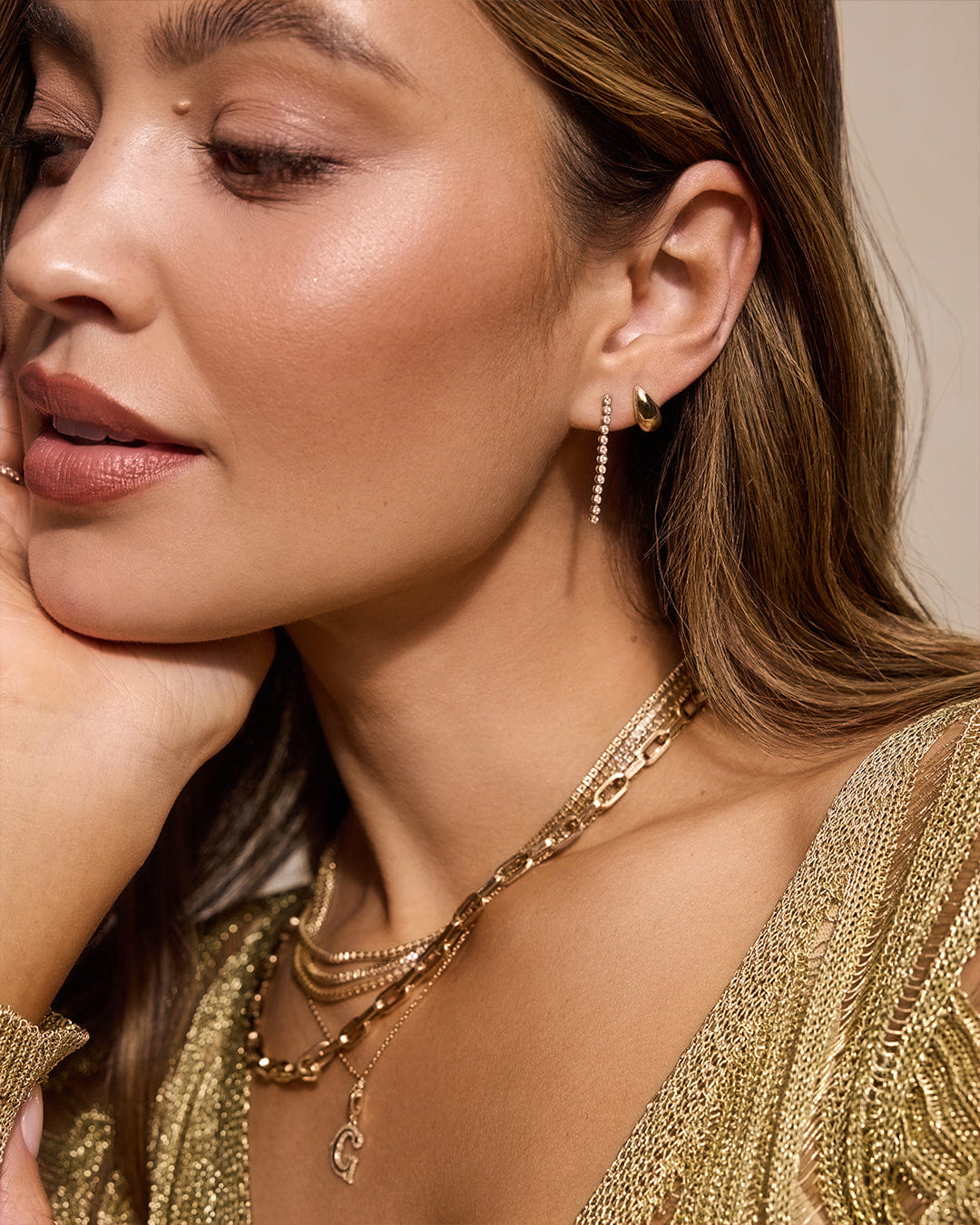 Fine 14K Lab Grown Diamond Classic Tennis Drop Single Earring