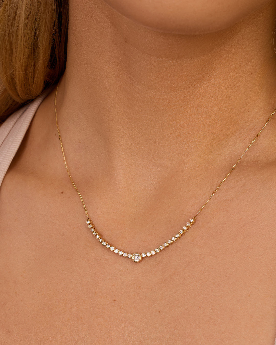 Fine 14K Lab Grown Diamond Circle Row Necklace