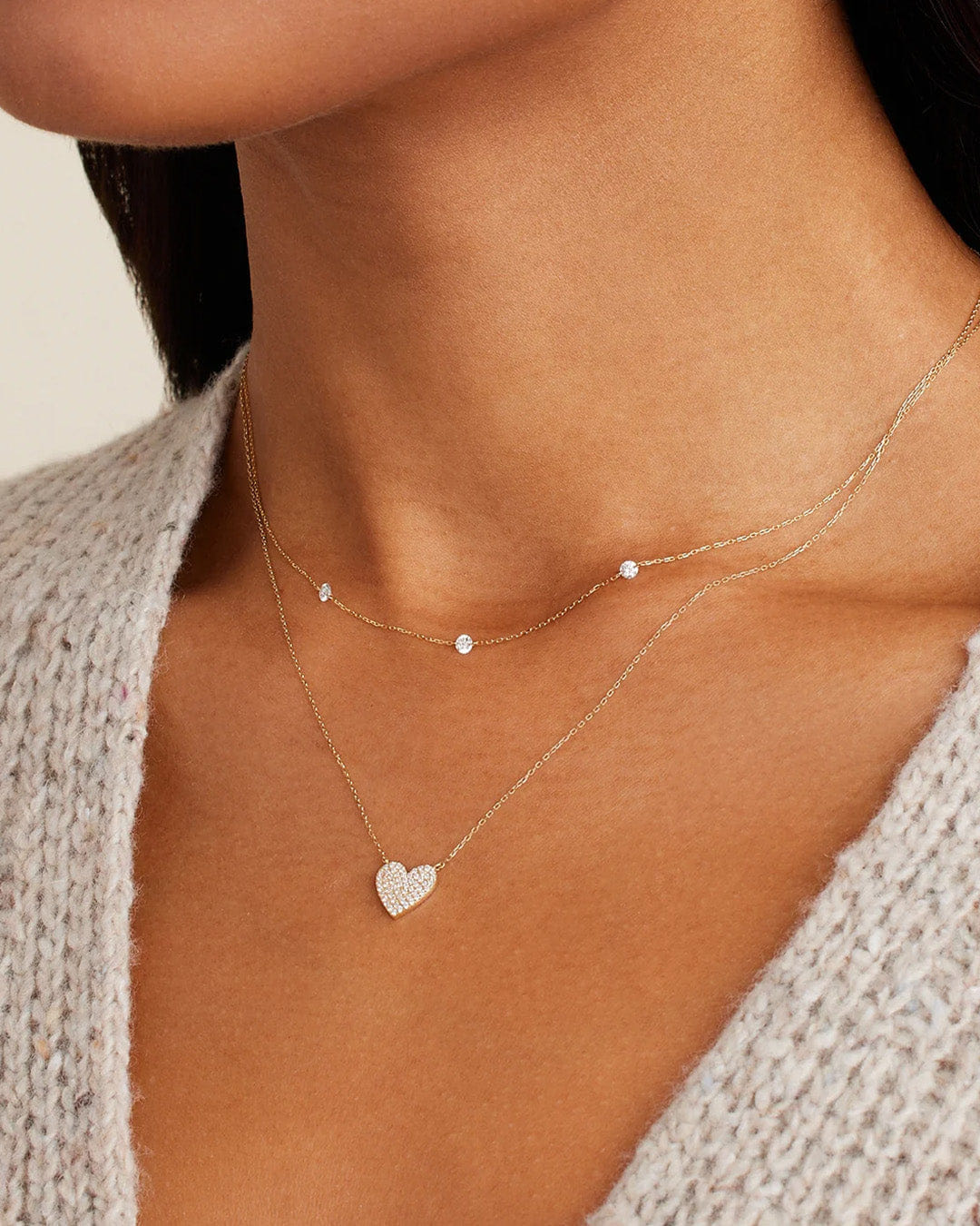 Fine 14K Diamond Pavé Heart Necklace