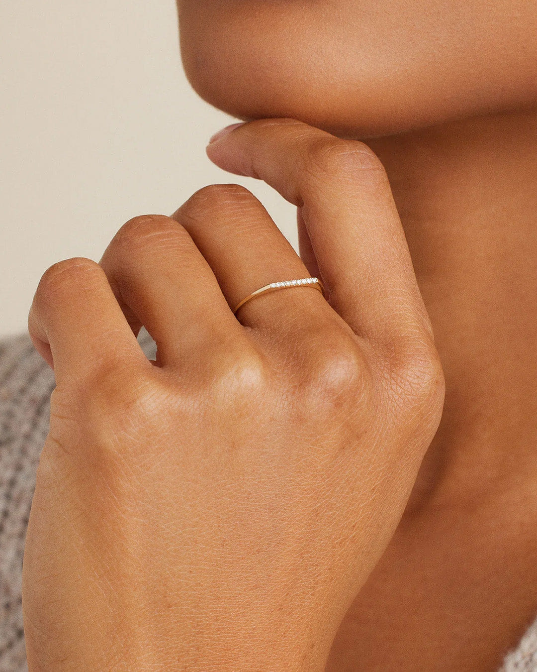 Fine 14K Diamond Bar Ring
