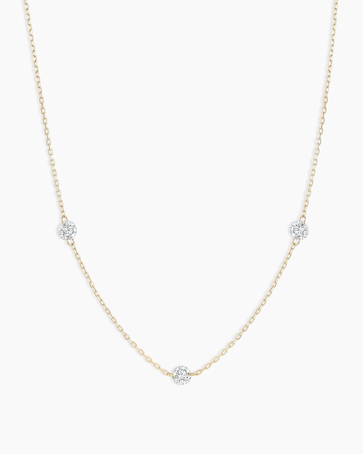 Fine 18K Floating Diamond Stationary Trio Necklace